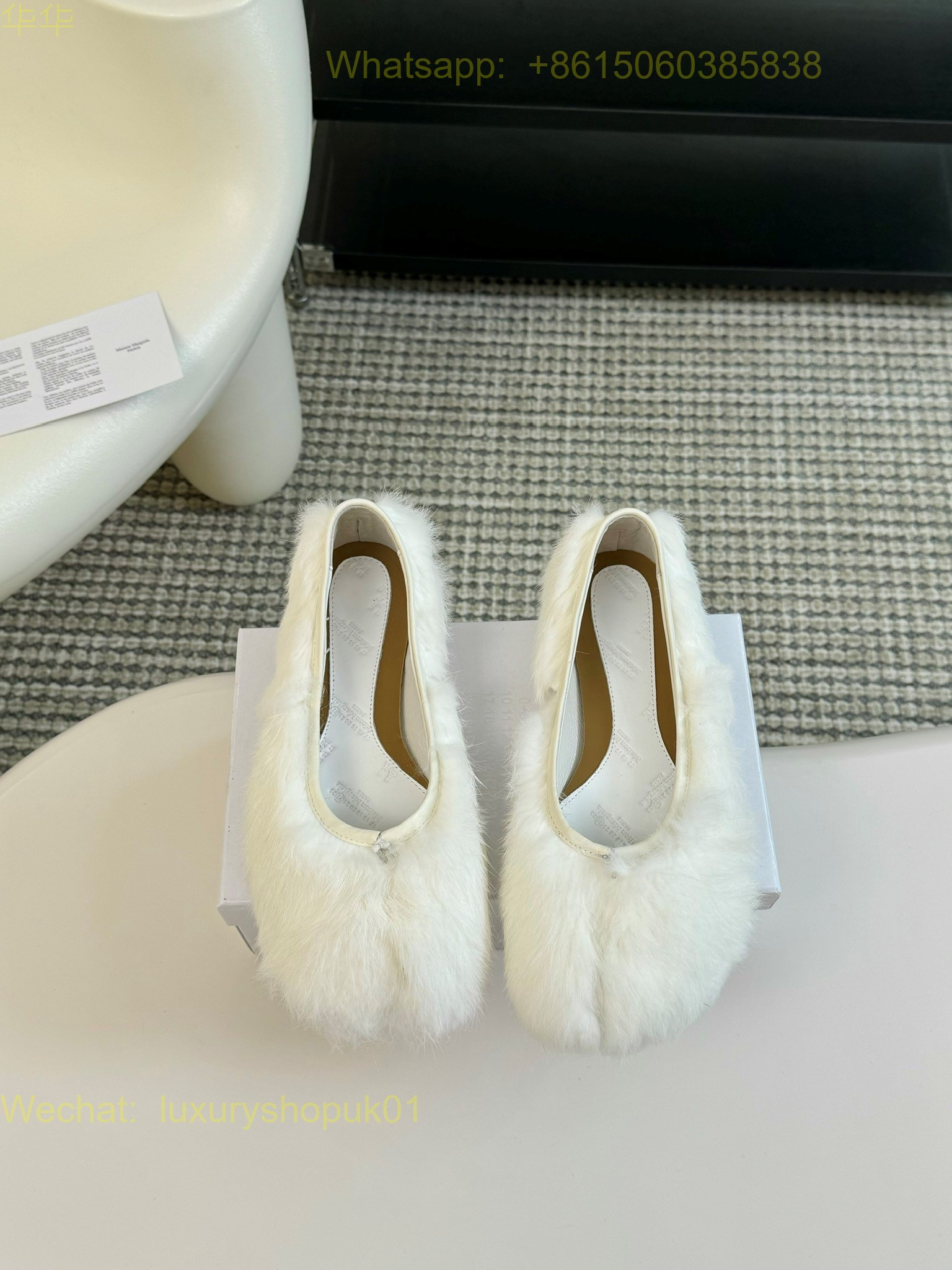 MM6 Maison Martin Margiela tabi Faux-Fur Ballet Flats Women Shoes