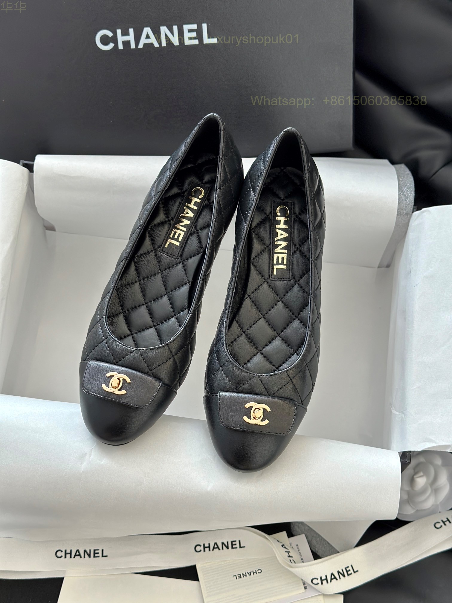 Chanel Leather cap toe Ballet flat CC Logo Women Shoes