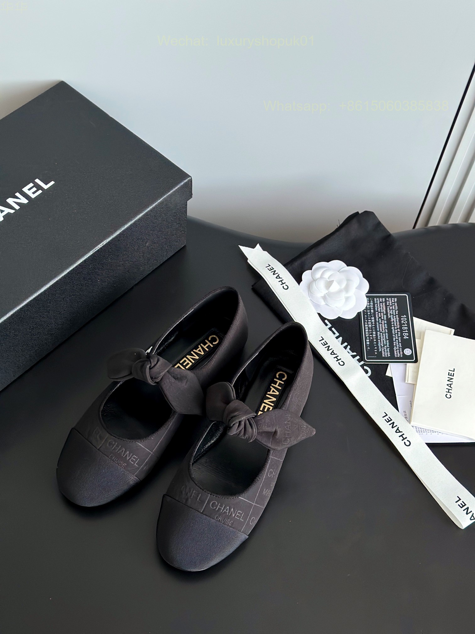 Chanel Bow Strap Ballet flats Leather CC Logo Women Shoes