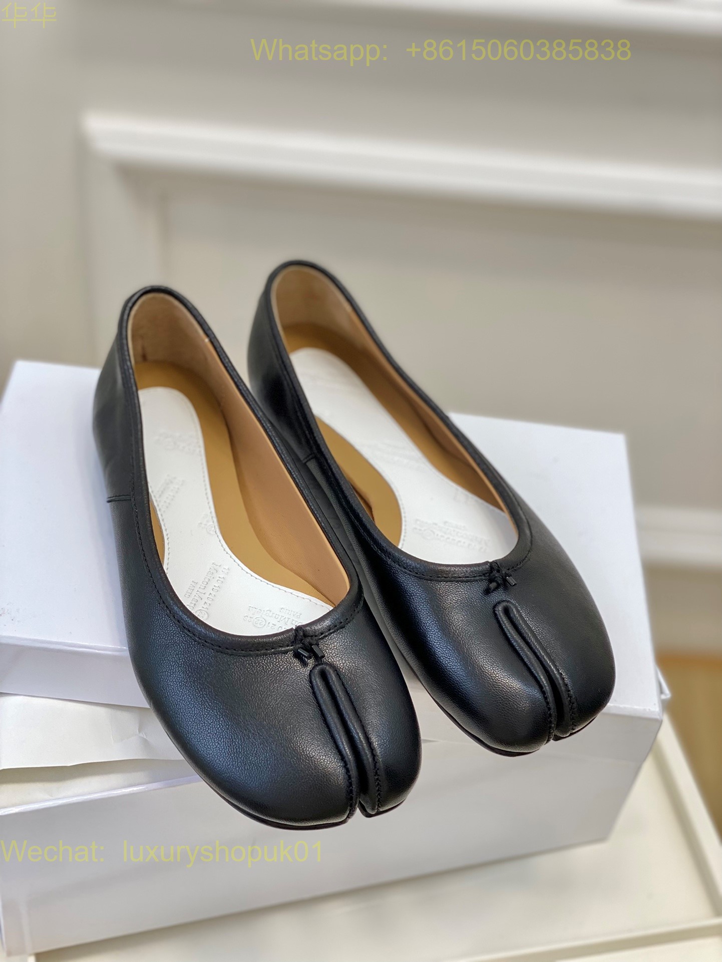 MM6 Maison Margiela tabi stitch-out leather ballerina shoes Women Flat Shoes