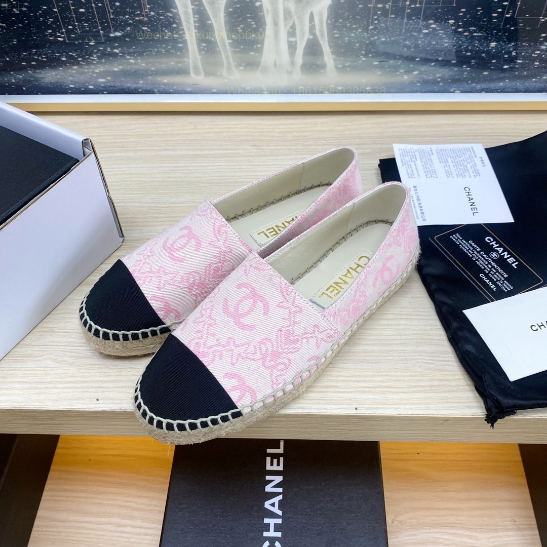 Chanel CC Logo Cap Toe Espadrilles Flat Women Shoes