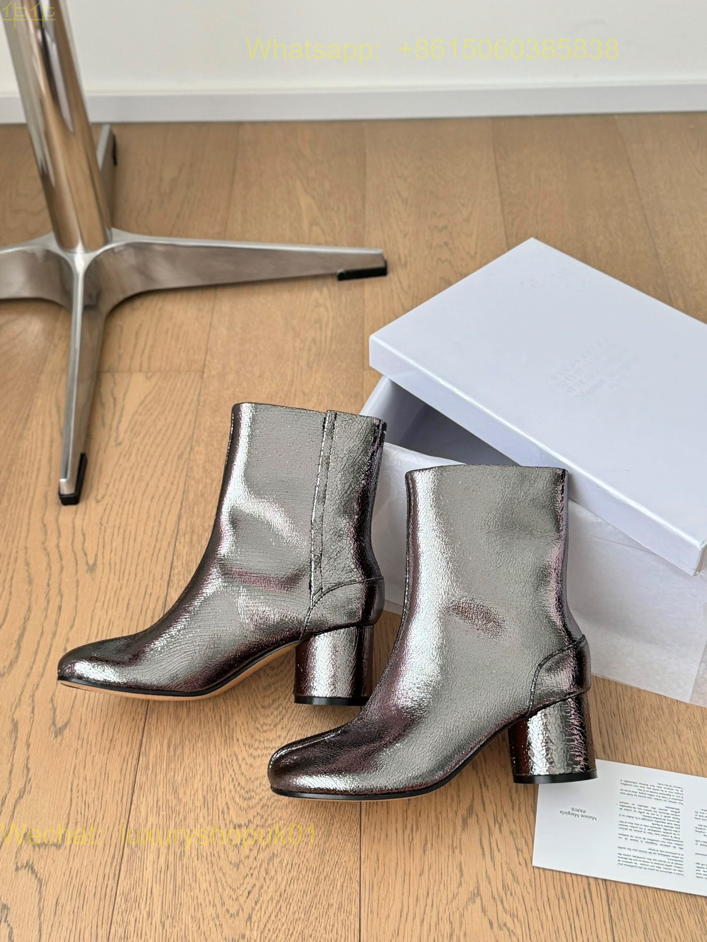 MM6 Maison Margiela Stich-Out Leather Anatomic Tabi Ankle Boots Women Shoes