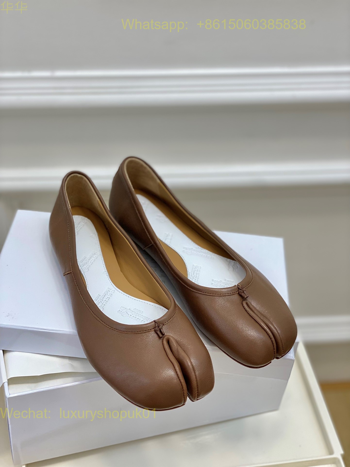 MM6 Maison Margiela tabi stitch-out leather ballerina shoes Women Flat Shoes