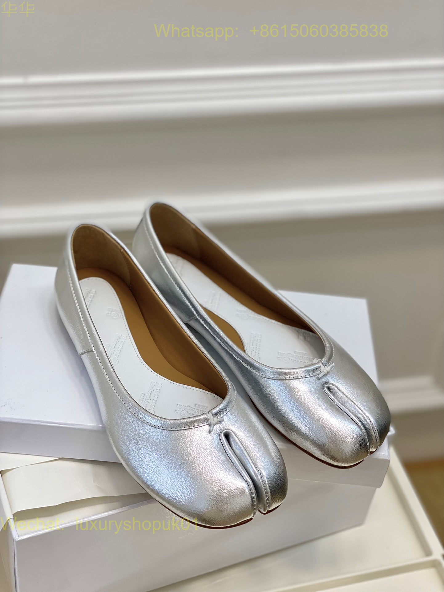 MM6 Maison Margiela tabi stitch-out leather ballerina shoes Women Flat Shoes