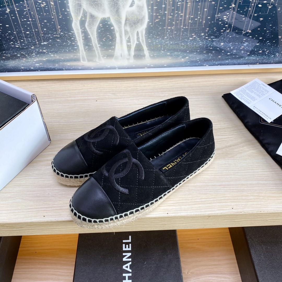 Chanel CC Logo Cap Toe Espadrilles Flat Women Shoes