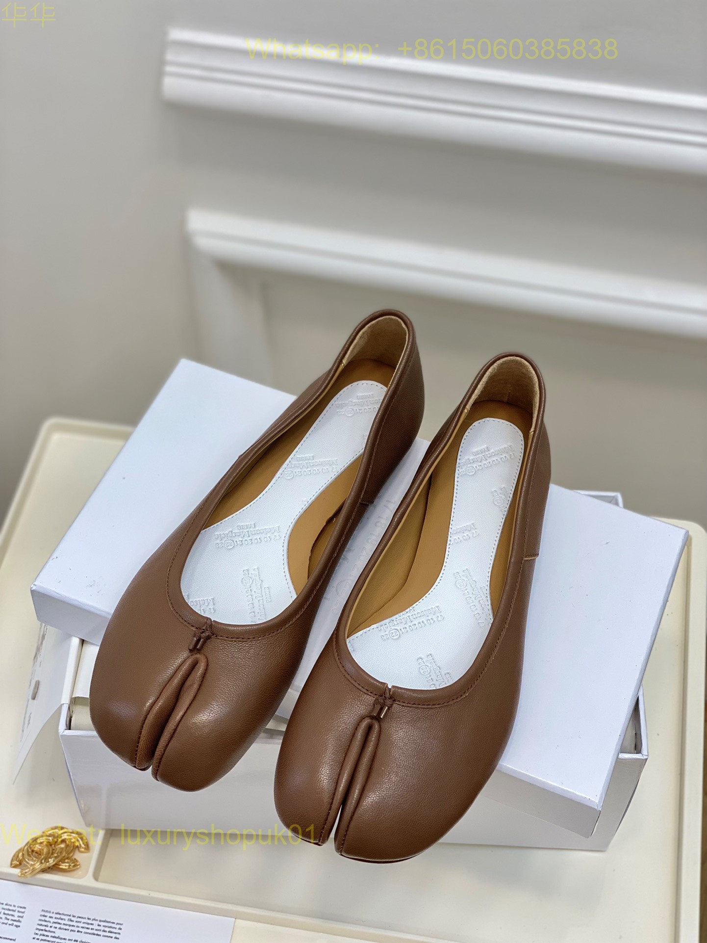 MM6 Maison Margiela tabi stitch-out leather ballerina shoes Women Flat Shoes