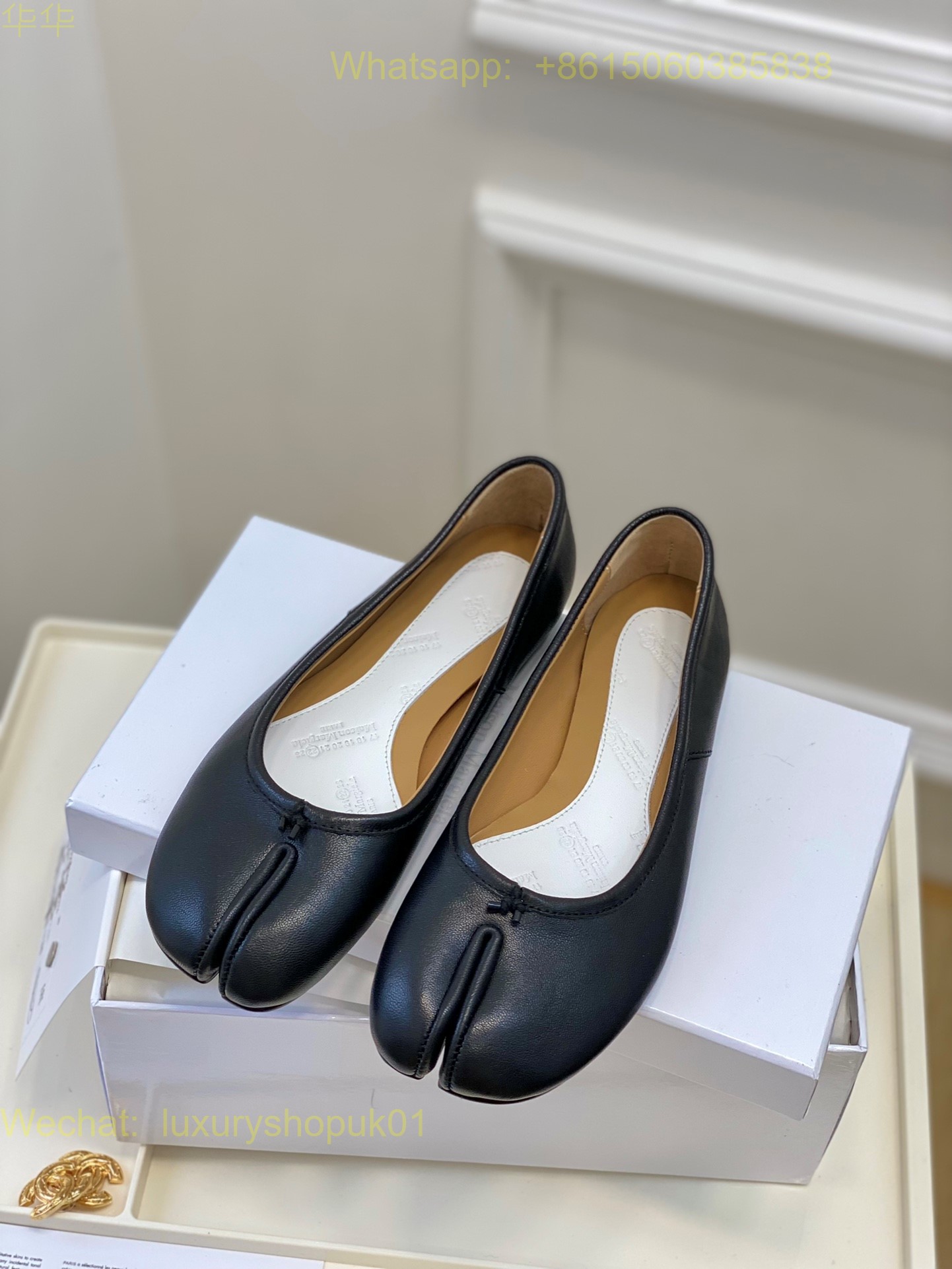 MM6 Maison Margiela tabi stitch-out leather ballerina shoes Women Flat Shoes