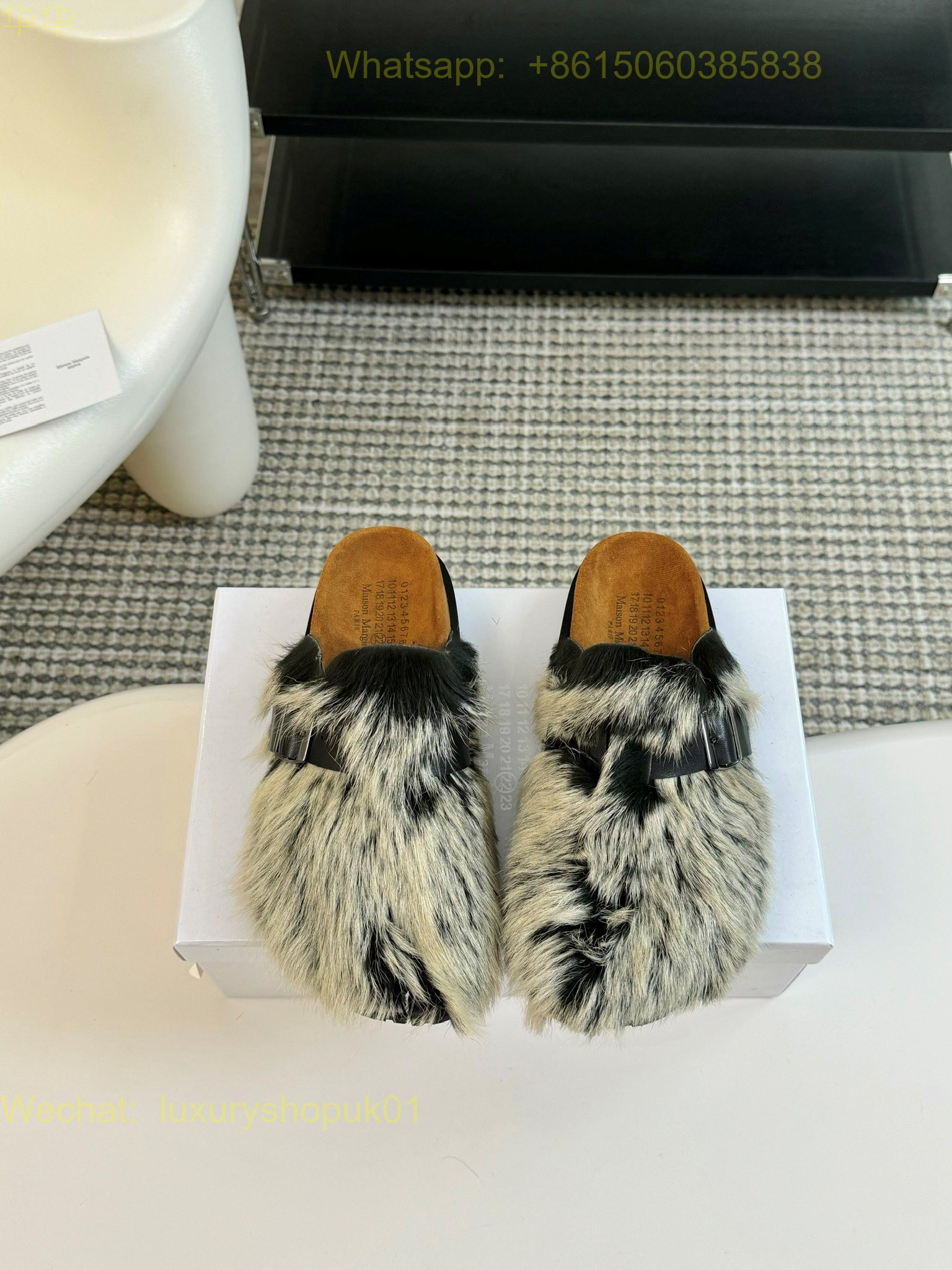 MM6 Maison Martin Margiela tabi Fur Slippers slip on Women Shoes