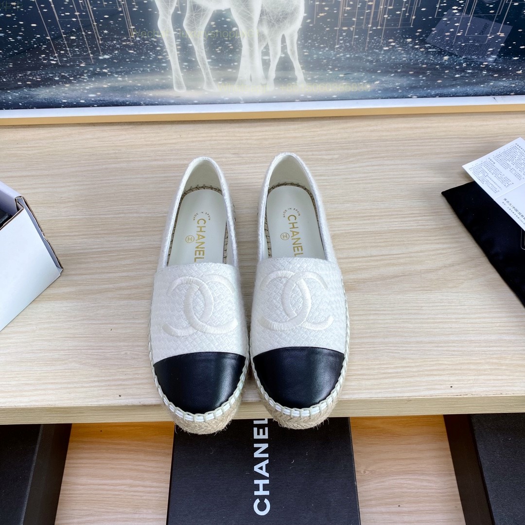 Chanel CC Logo Cap Toe Espadrilles Flat Women Shoes