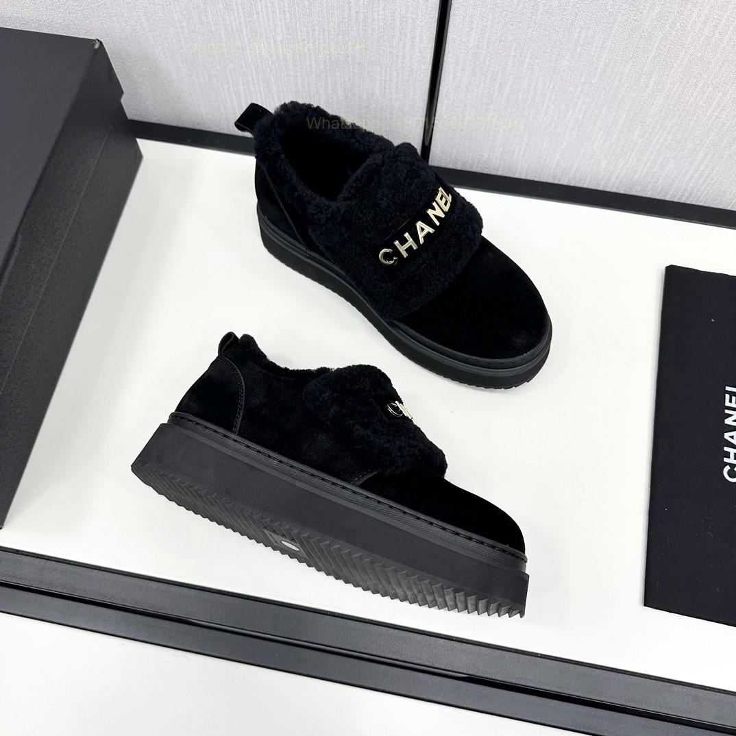 Chanel Fur Shearling Flat Women Snow Shoes