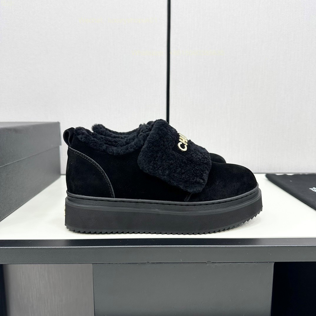 Chanel Fur Shearling Flat Women Snow Shoes