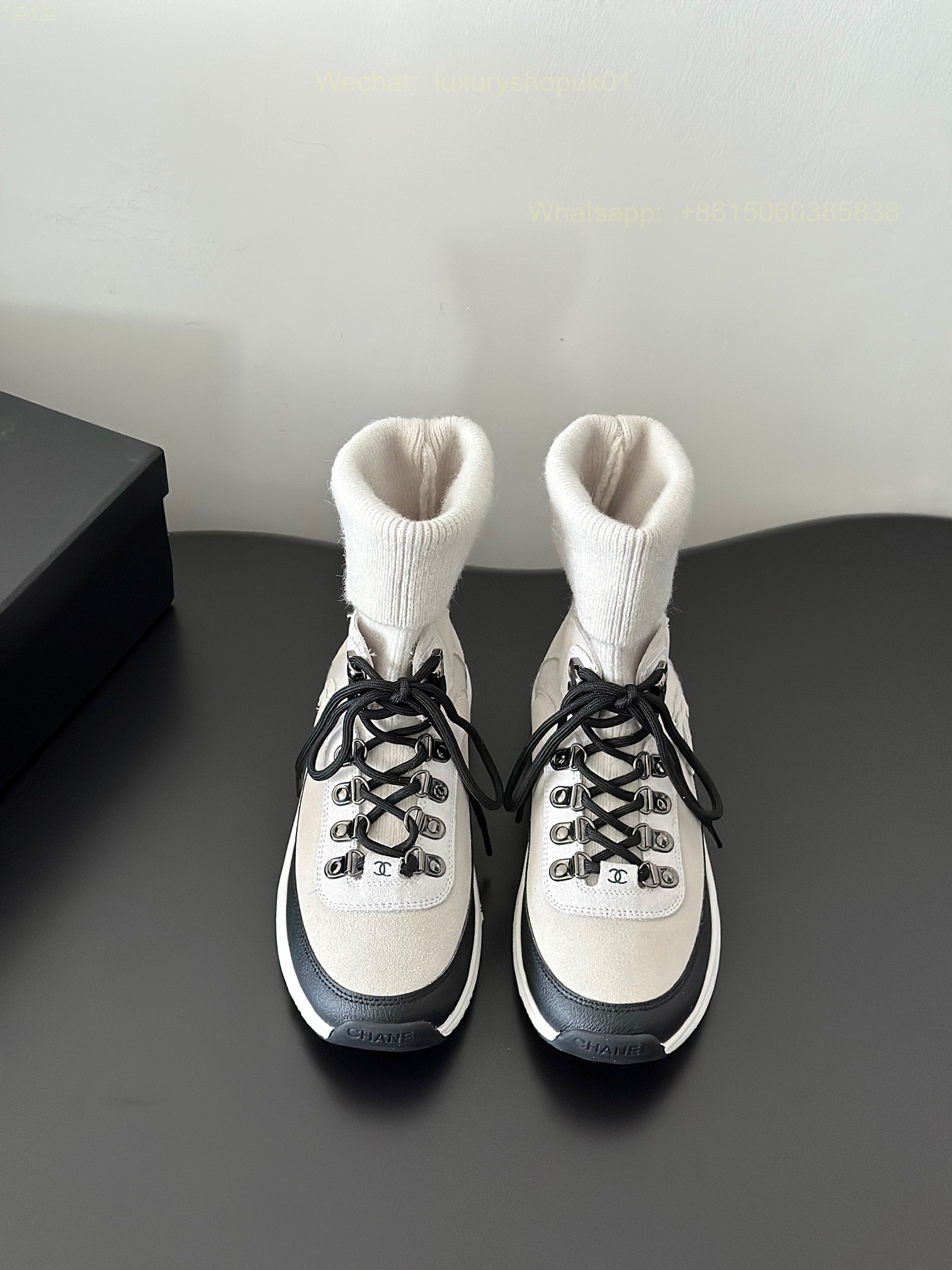 Chanel High top knit Sneaker CC Logo Women Runner Shoes