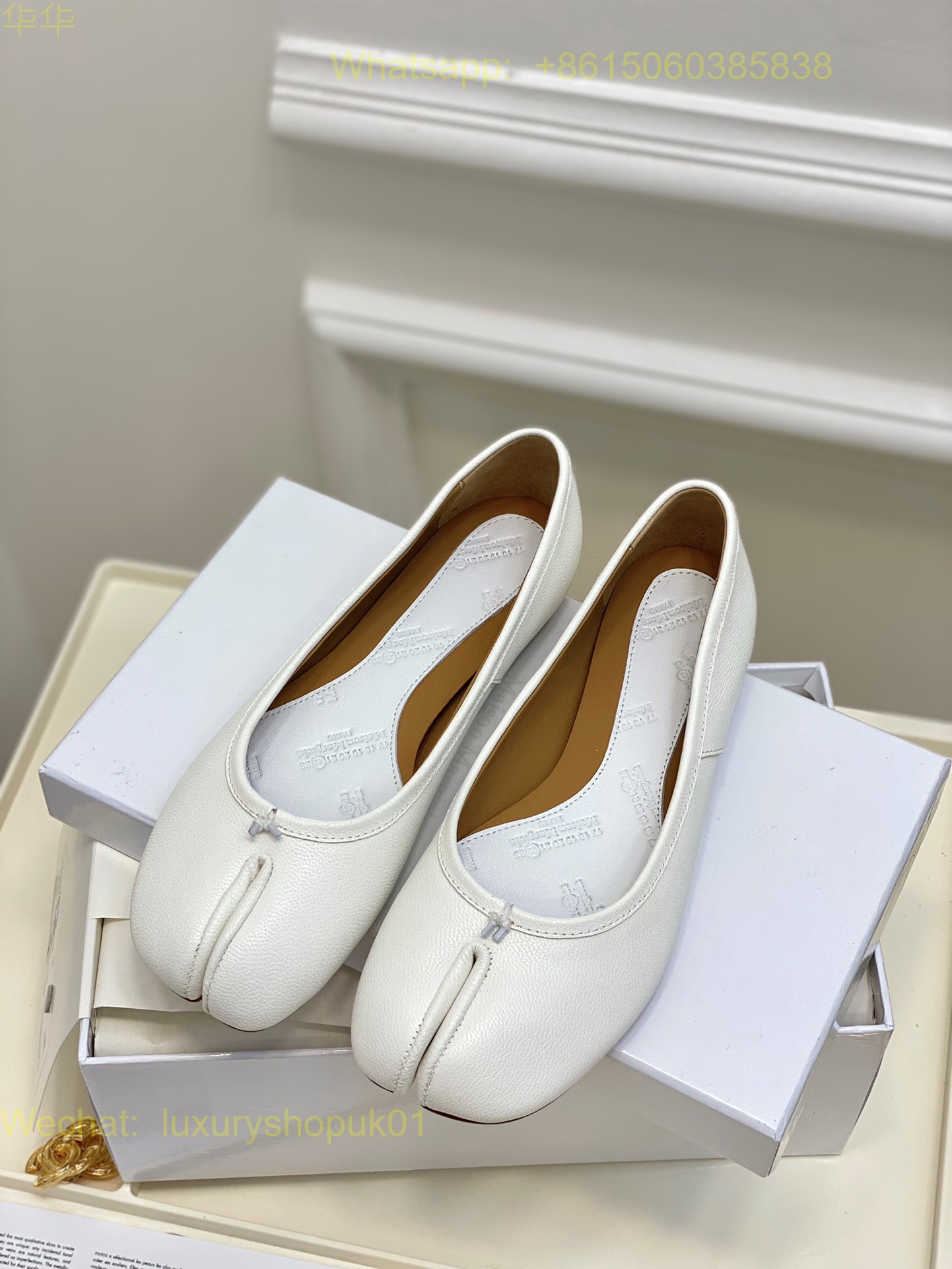 MM6 Maison Margiela tabi stitch-out leather ballerina shoes Women Flat Shoes