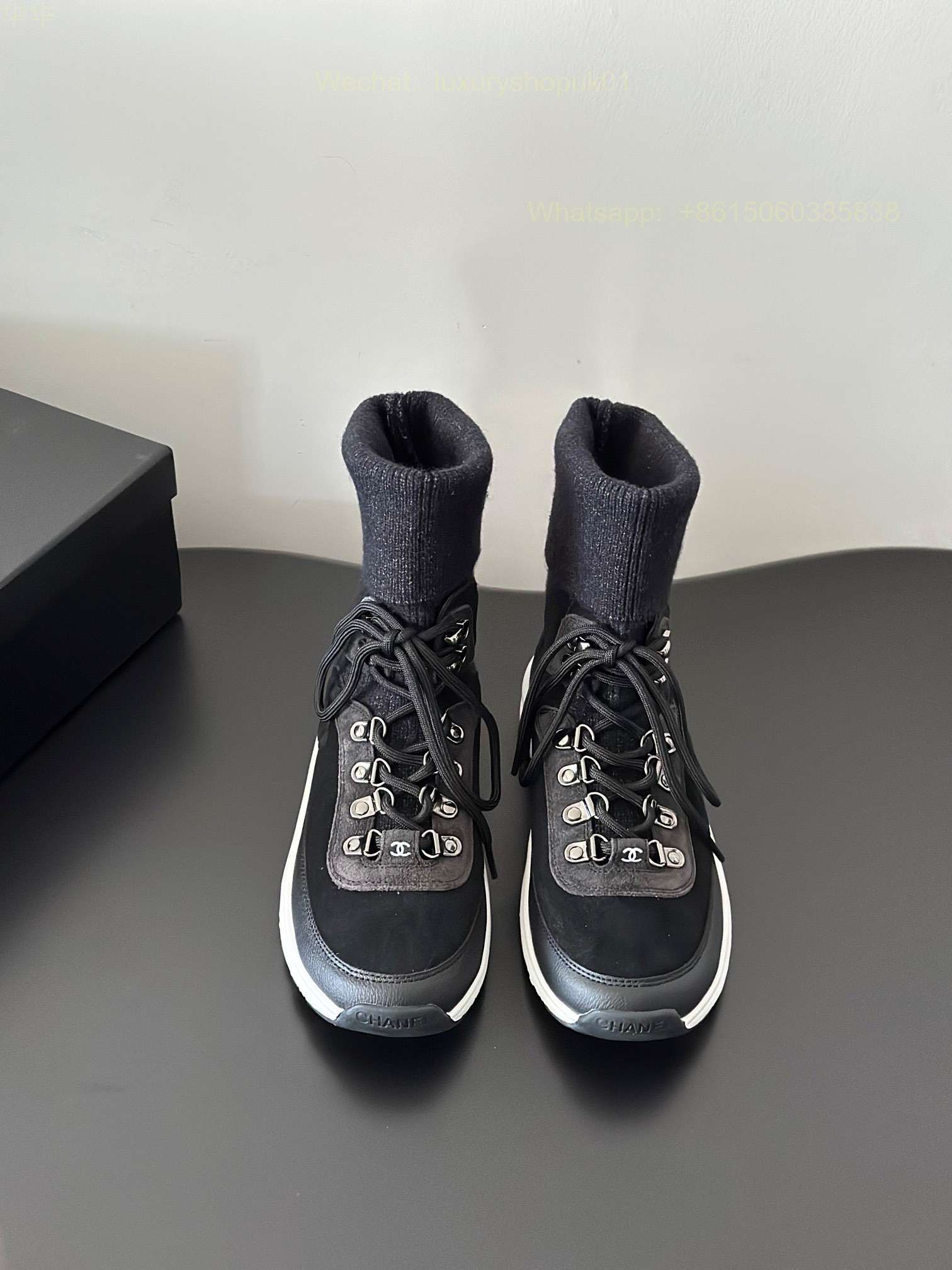 Chanel High top knit Sneaker CC Logo Women Runner Shoes