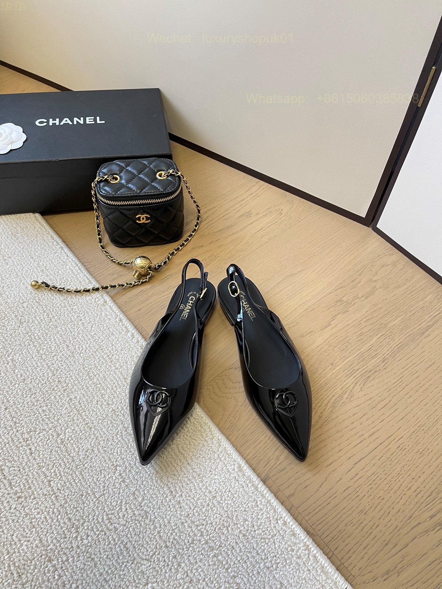 Chanel Leather Slingback Ballet flat CC Logo Women Shoes