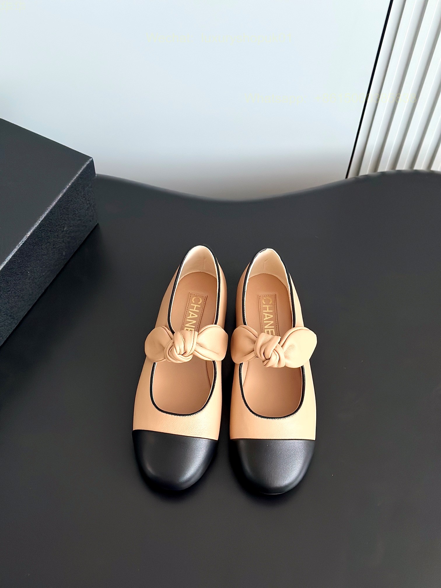 Chanel Bow Strap Ballet flats Leather CC Logo Women Shoes