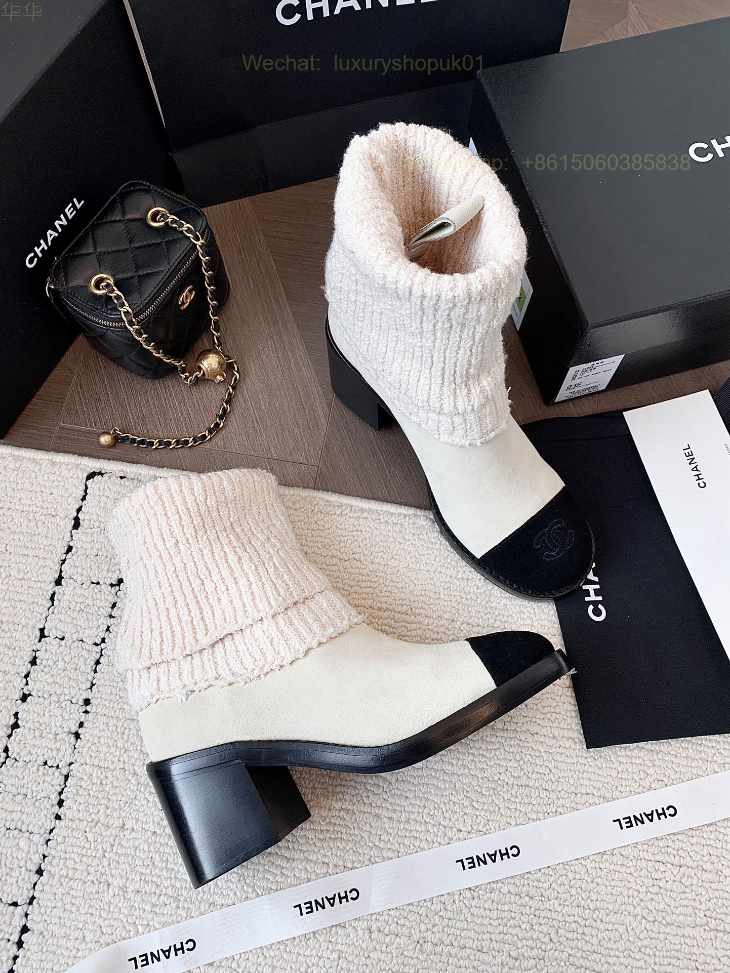 Chanel Knit Boots High heels Women Shoes