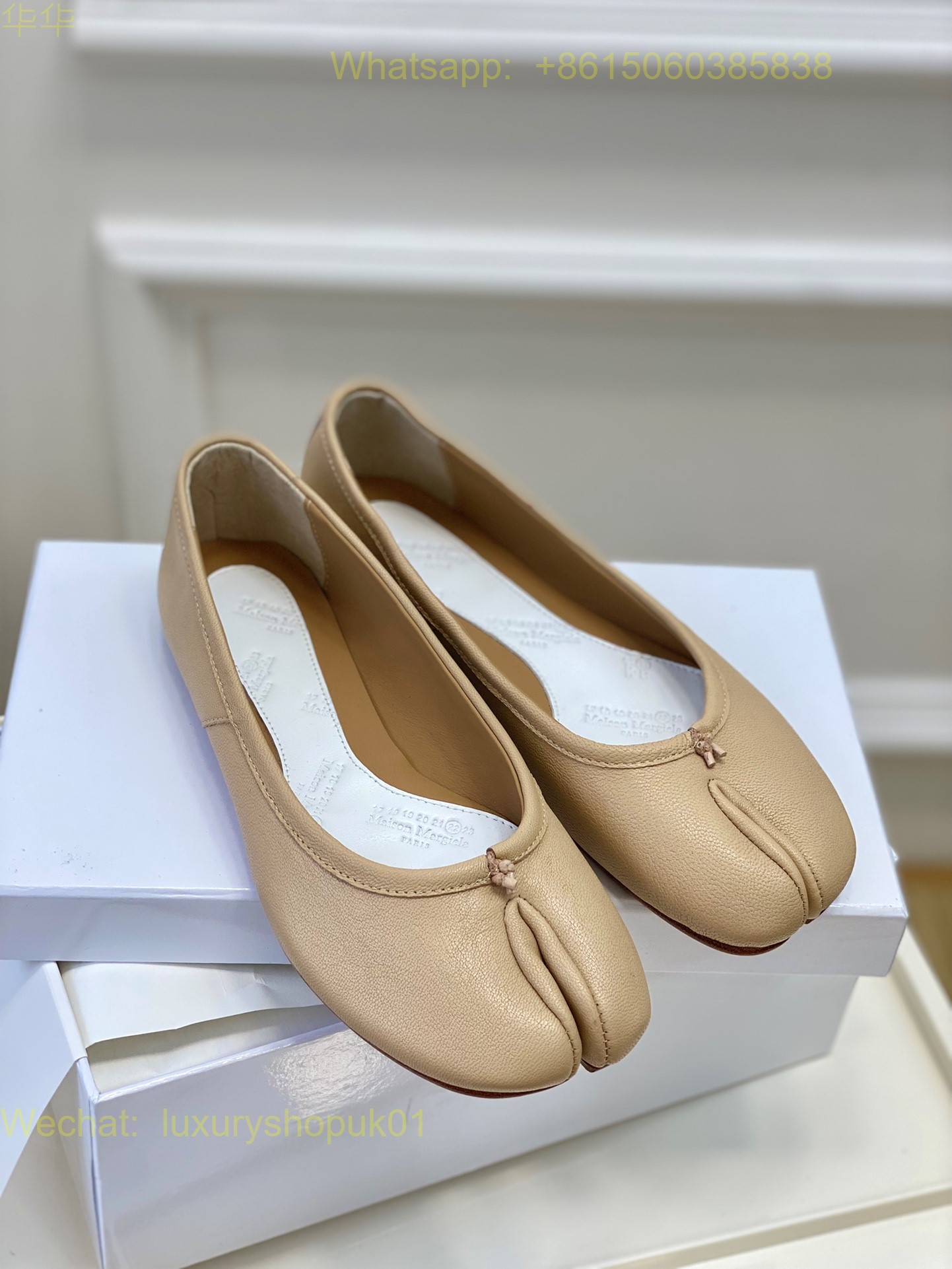 MM6 Maison Margiela tabi stitch-out leather ballerina shoes Women Flat Shoes