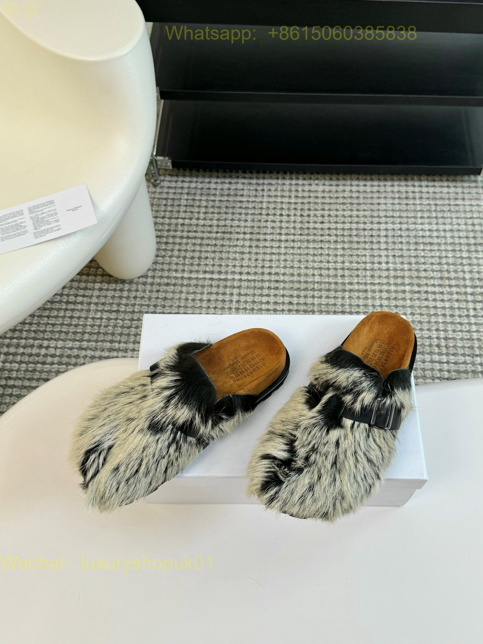 MM6 Maison Martin Margiela tabi Fur Slippers slip on Women Shoes