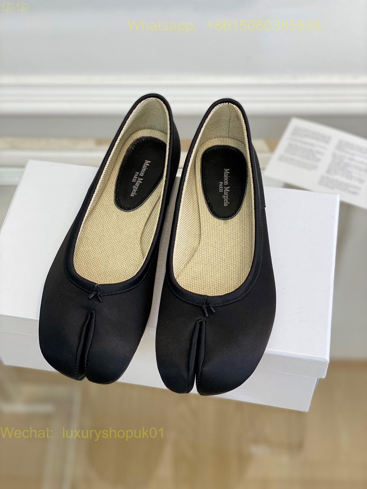 MM6 Maison Margiela tabi stitch-out satin slik ballerina shoes Women Flat Shoes