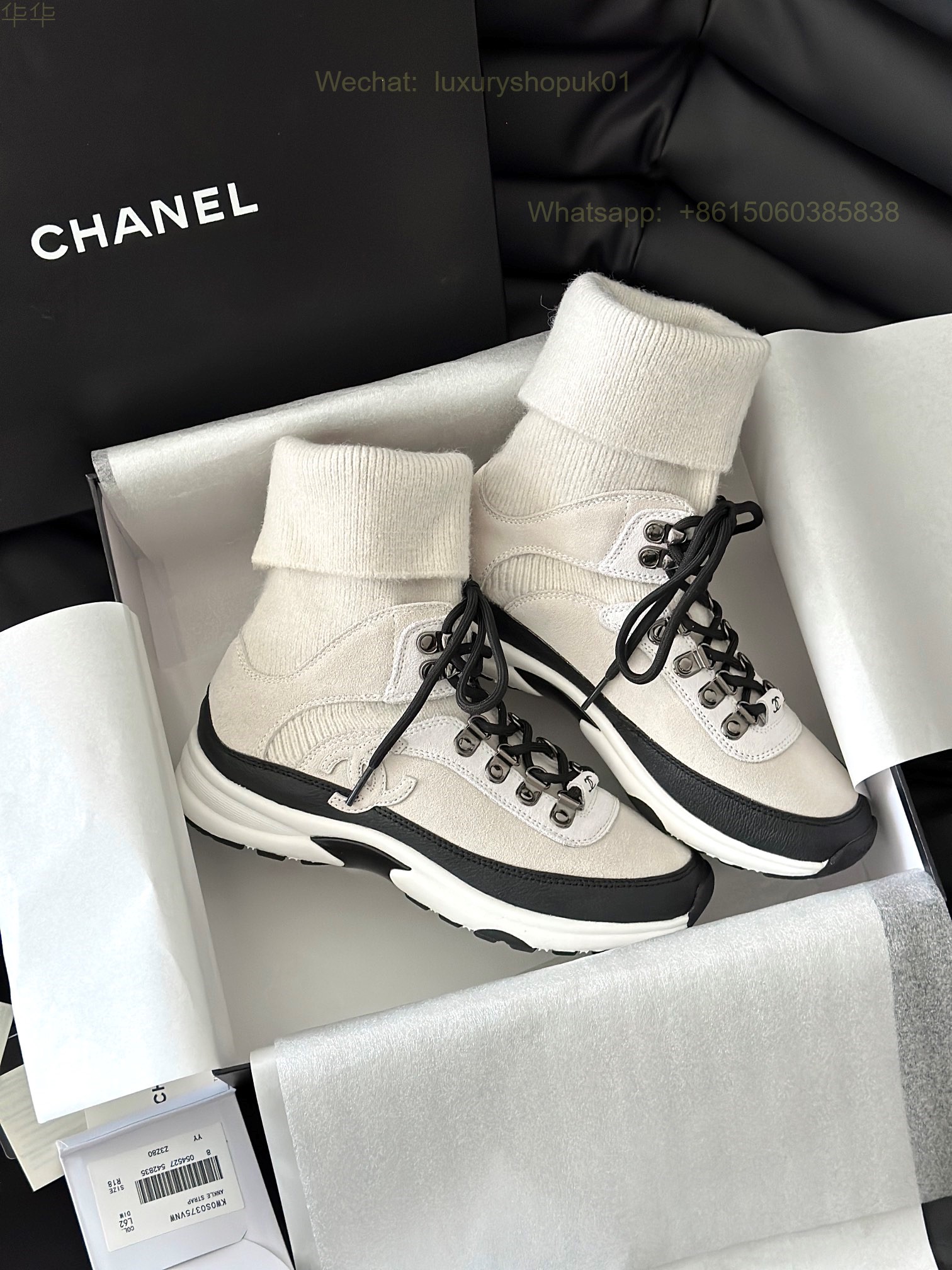 Chanel High top knit Sneaker CC Logo Women Runner Shoes