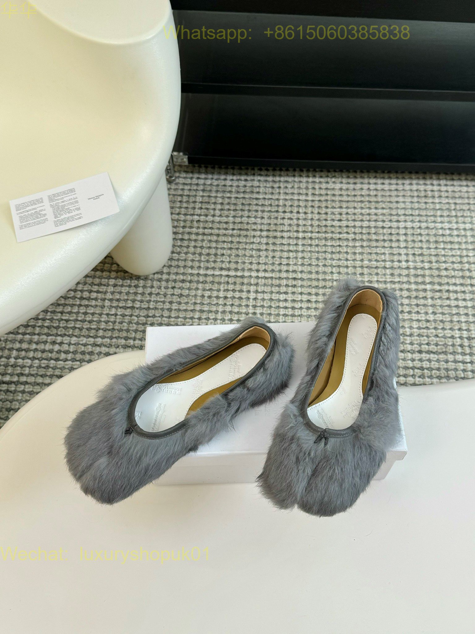 MM6 Maison Martin Margiela tabi Faux-Fur Ballet Flats Women Shoes