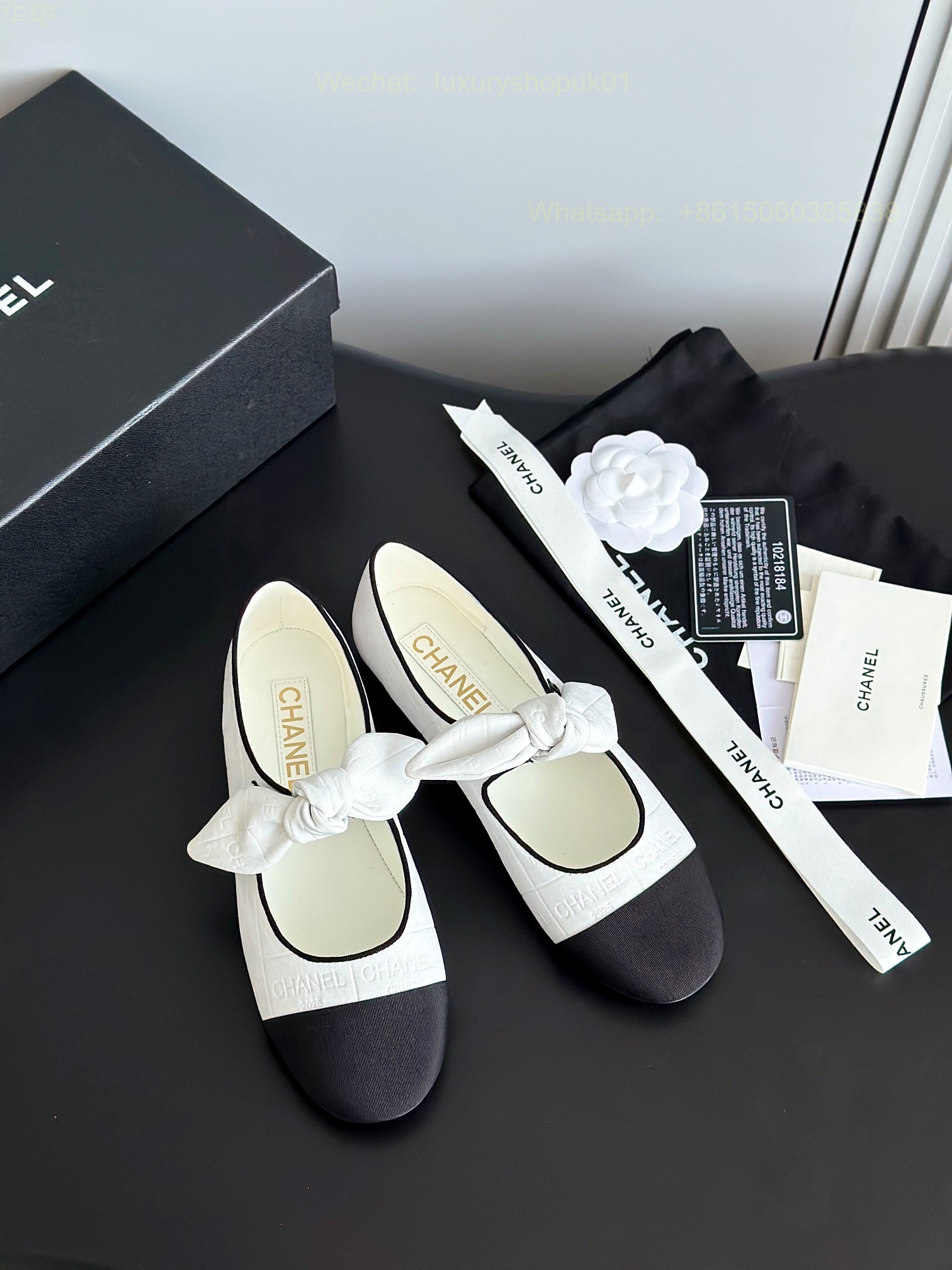 Chanel Bow Strap Ballet flats Leather CC Logo Women Shoes