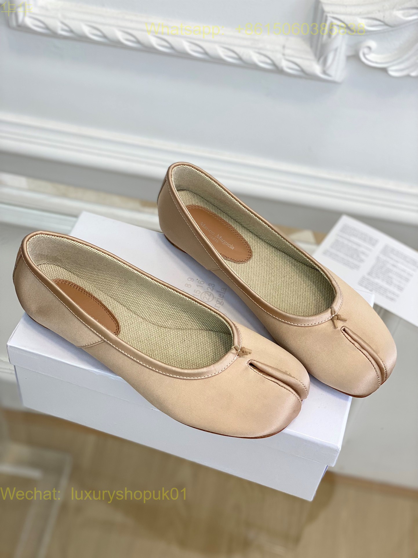 MM6 Maison Margiela tabi stitch-out satin slik ballerina shoes Women Flat Shoes