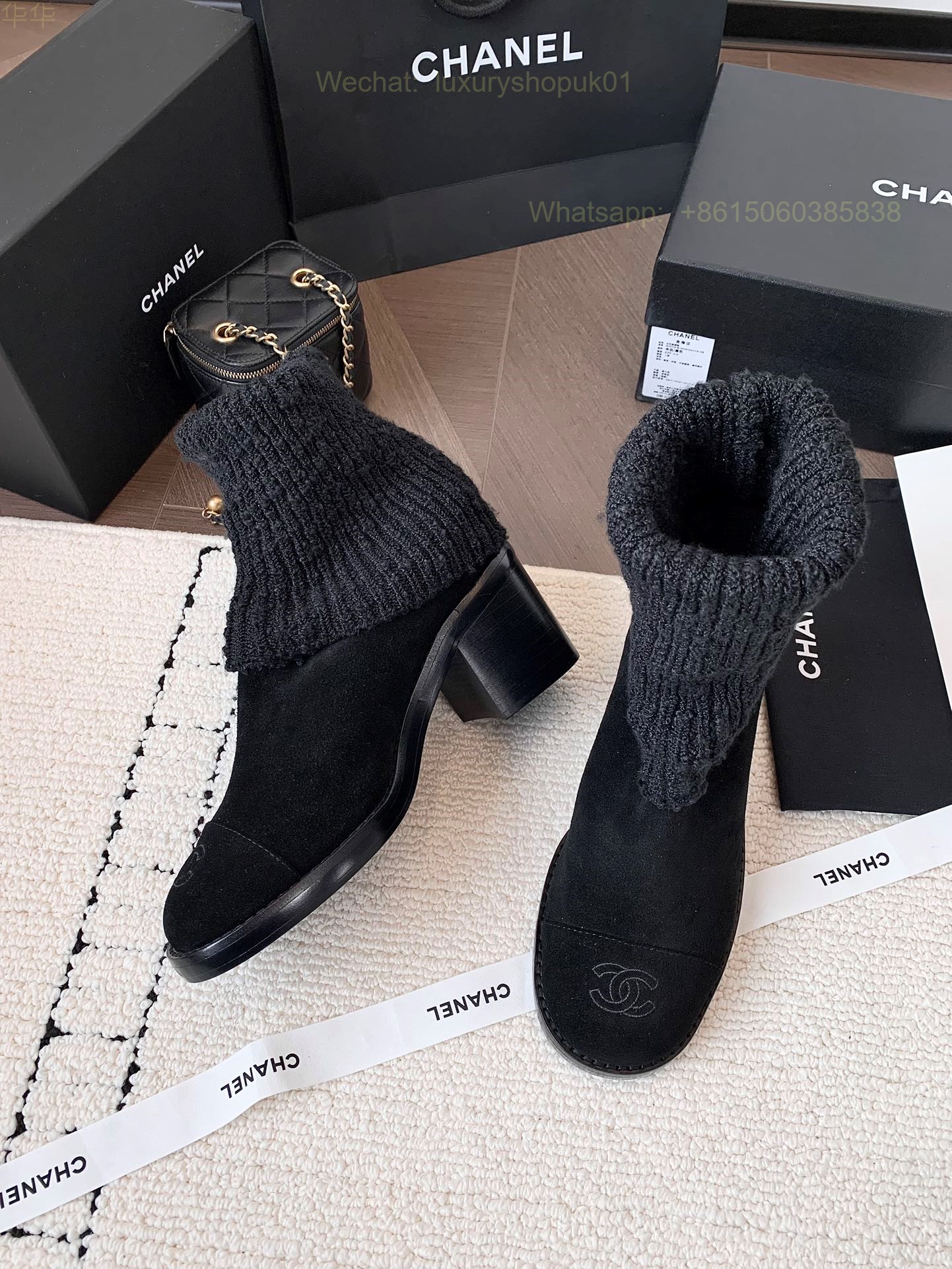 Chanel Knit Boots High heels Women Shoes