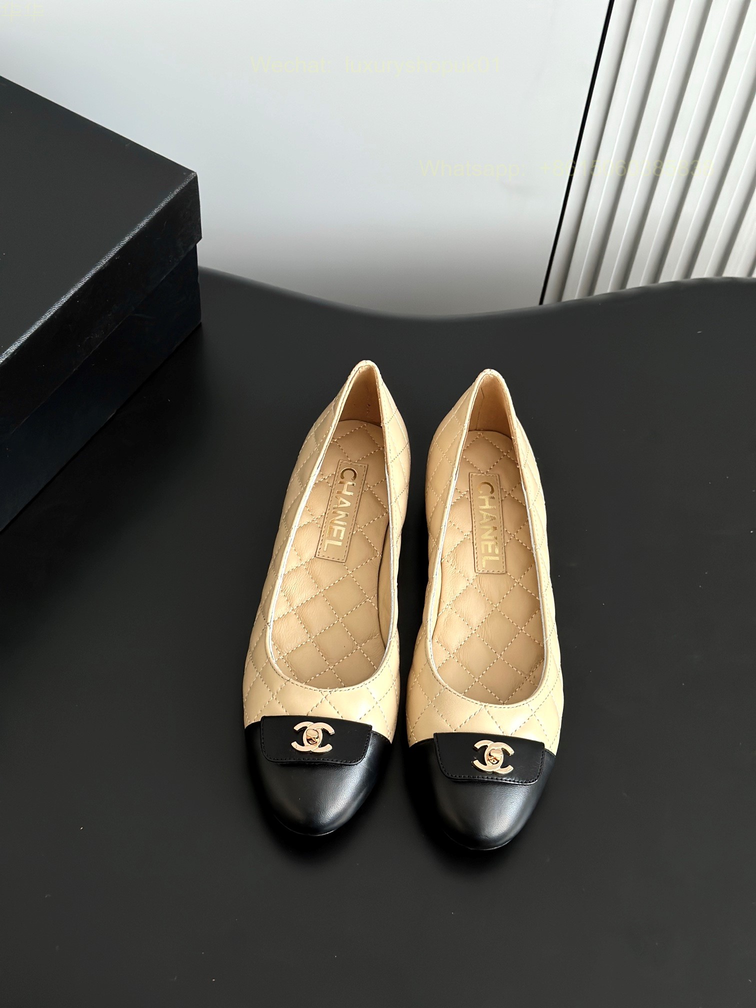 Chanel Leather cap toe Ballet flat CC Logo Women Shoes