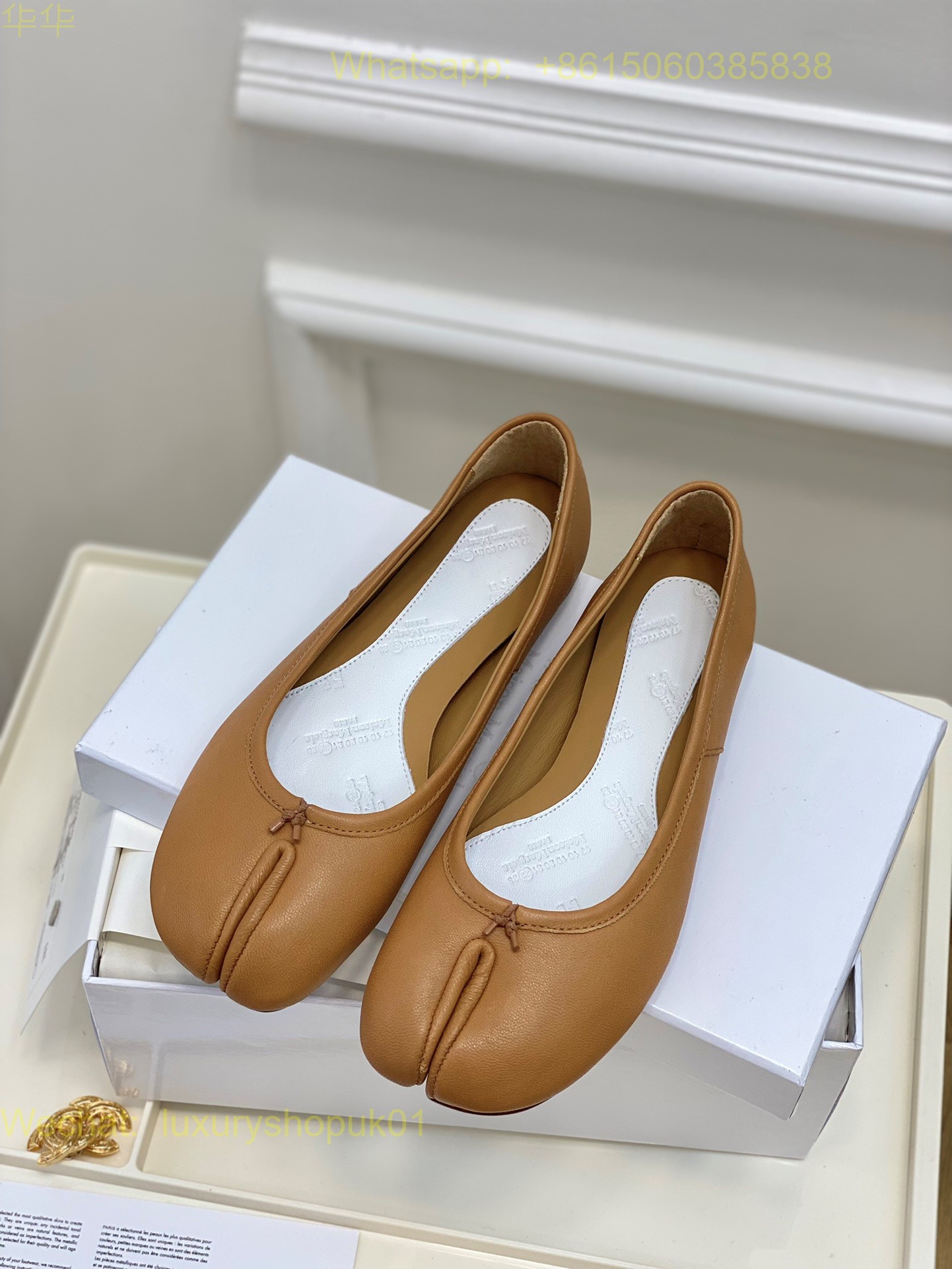 MM6 Maison Margiela tabi stitch-out leather ballerina shoes Women Flat Shoes