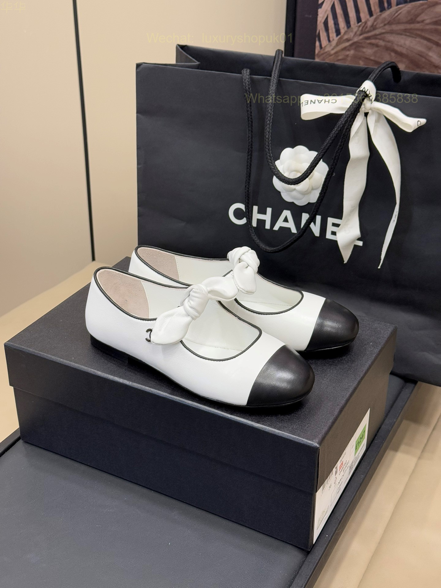 Chanel Bow Strap Ballet flats Leather CC Logo Women Shoes