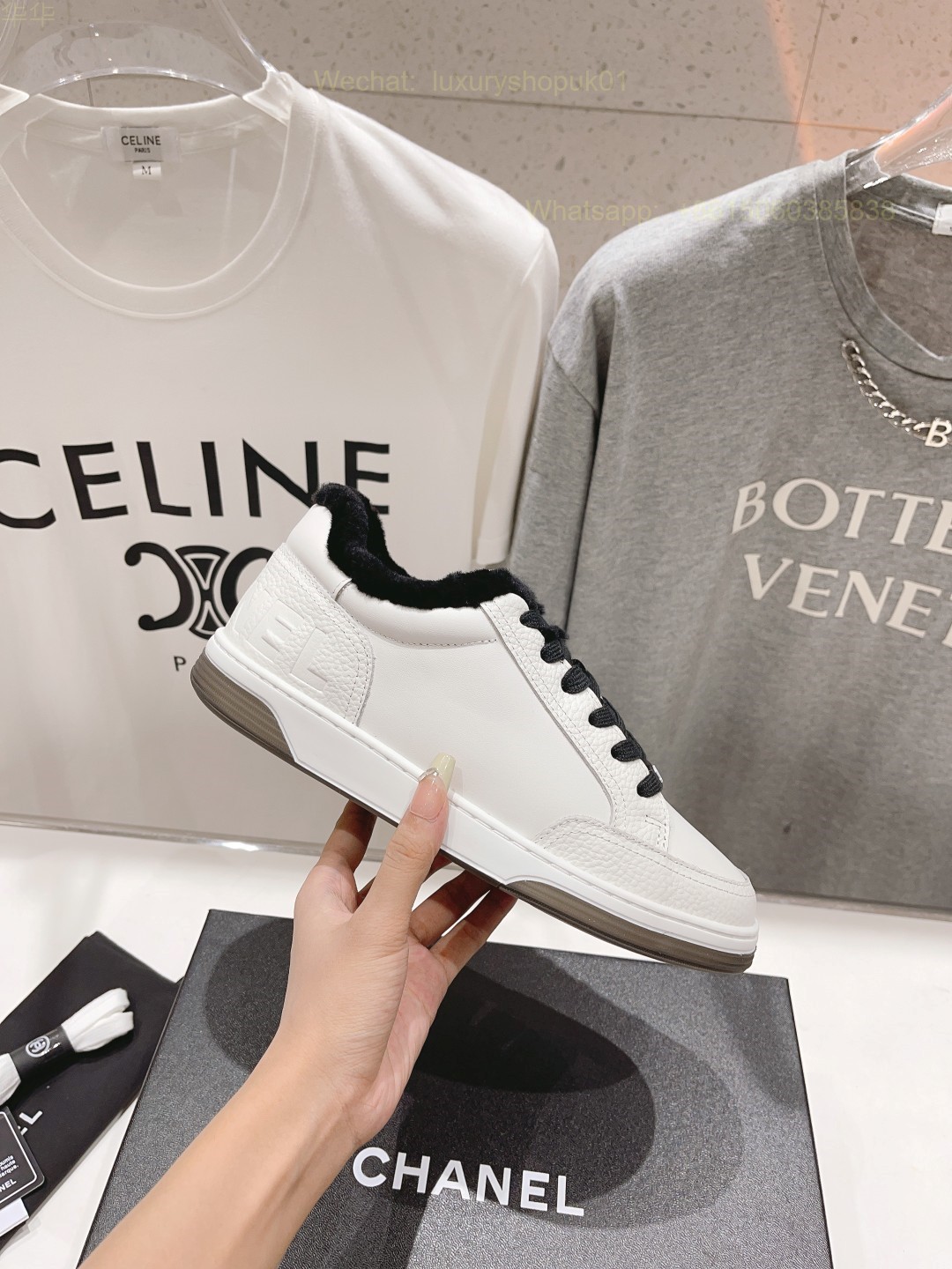 Chanel Fur Shearling Sneaker CC Logo Women Platform Shoes