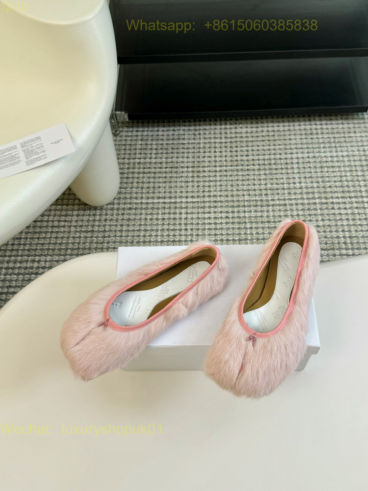 MM6 Maison Martin Margiela tabi Faux-Fur Ballet Flats Women Shoes
