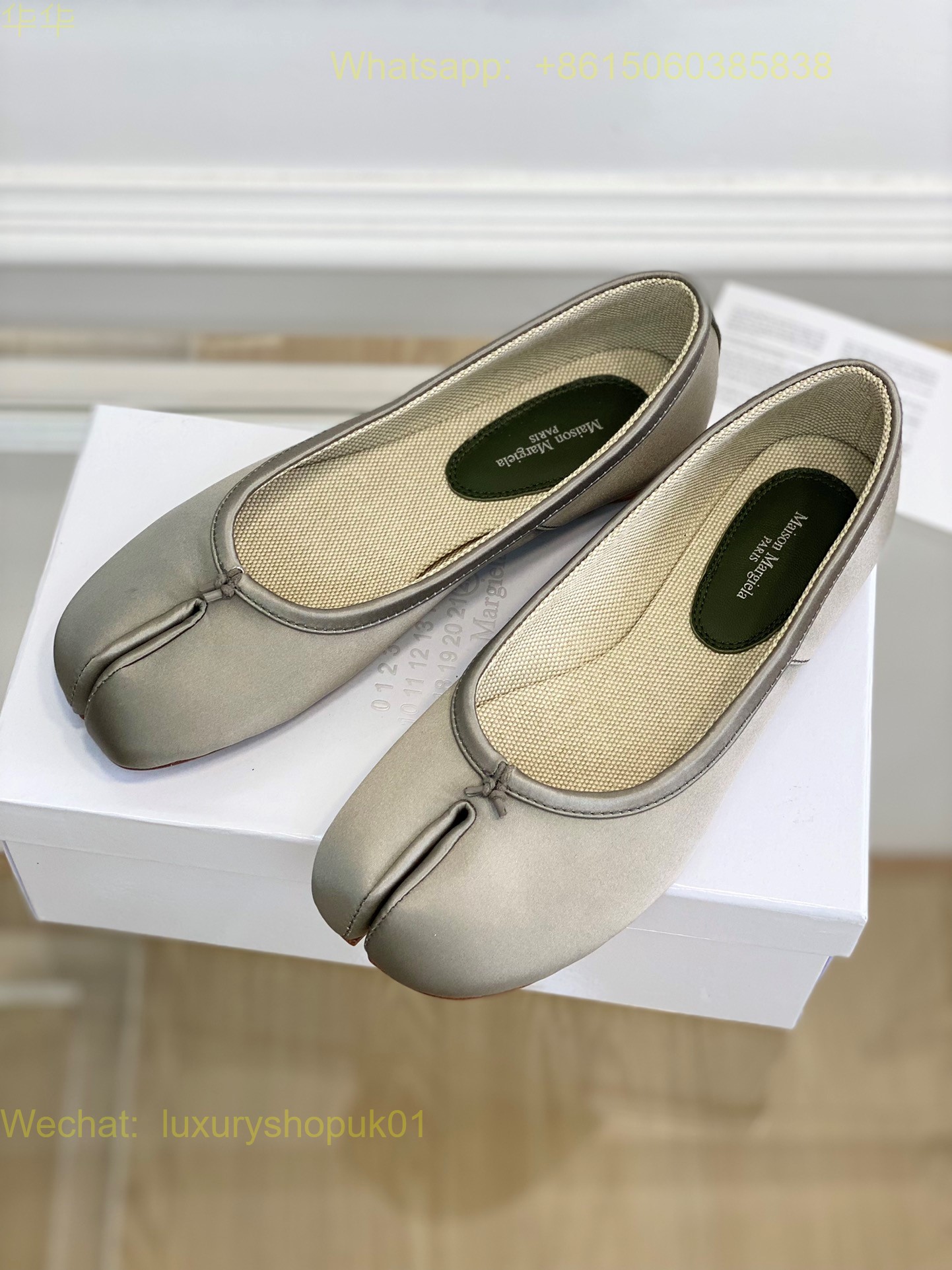 MM6 Maison Margiela tabi stitch-out satin slik ballerina shoes Women Flat Shoes