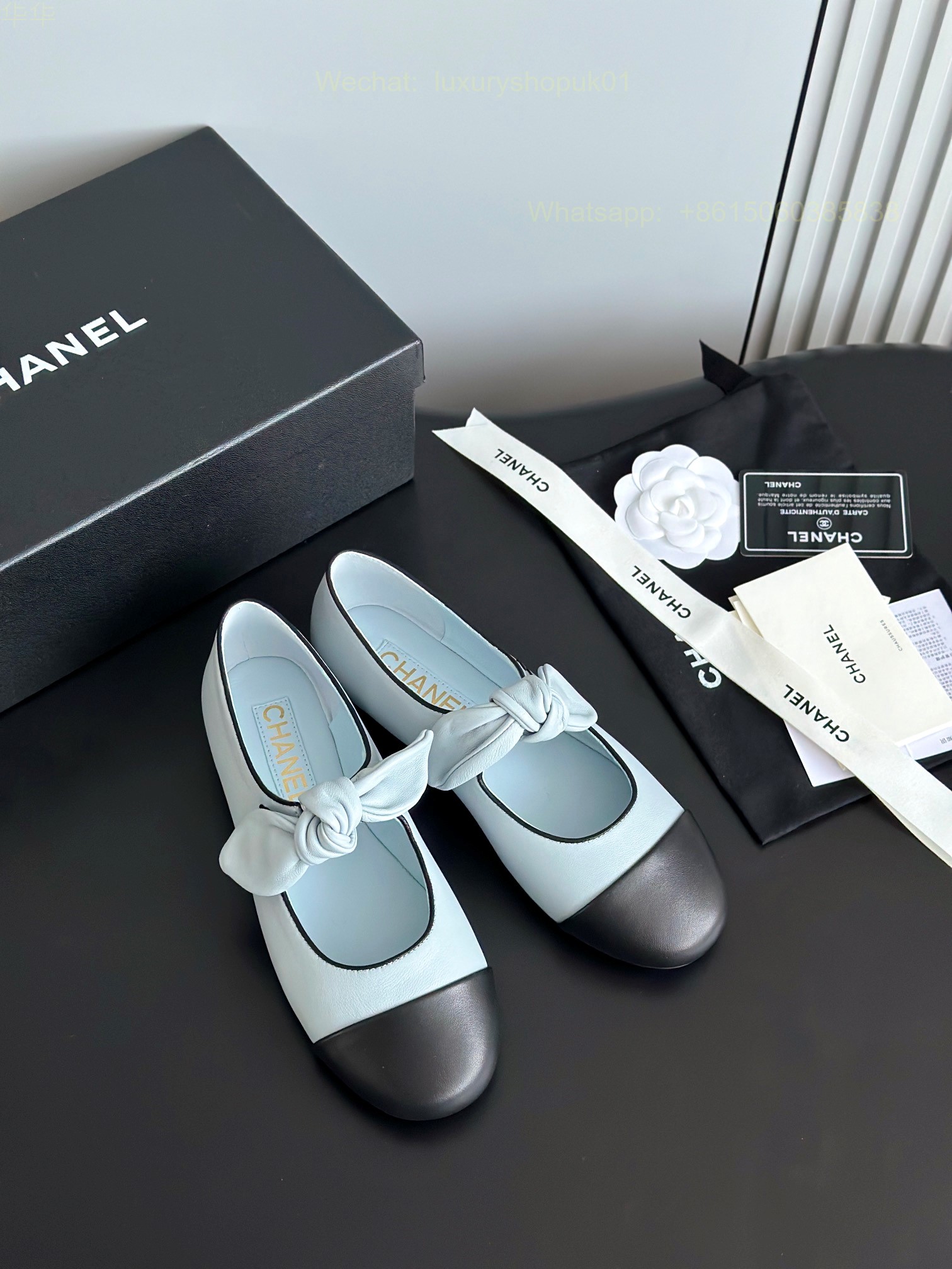 Chanel Bow Strap Ballet flats Leather CC Logo Women Shoes