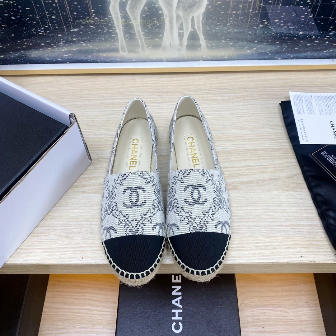 Chanel CC Logo Cap Toe Espadrilles Flat Women Shoes
