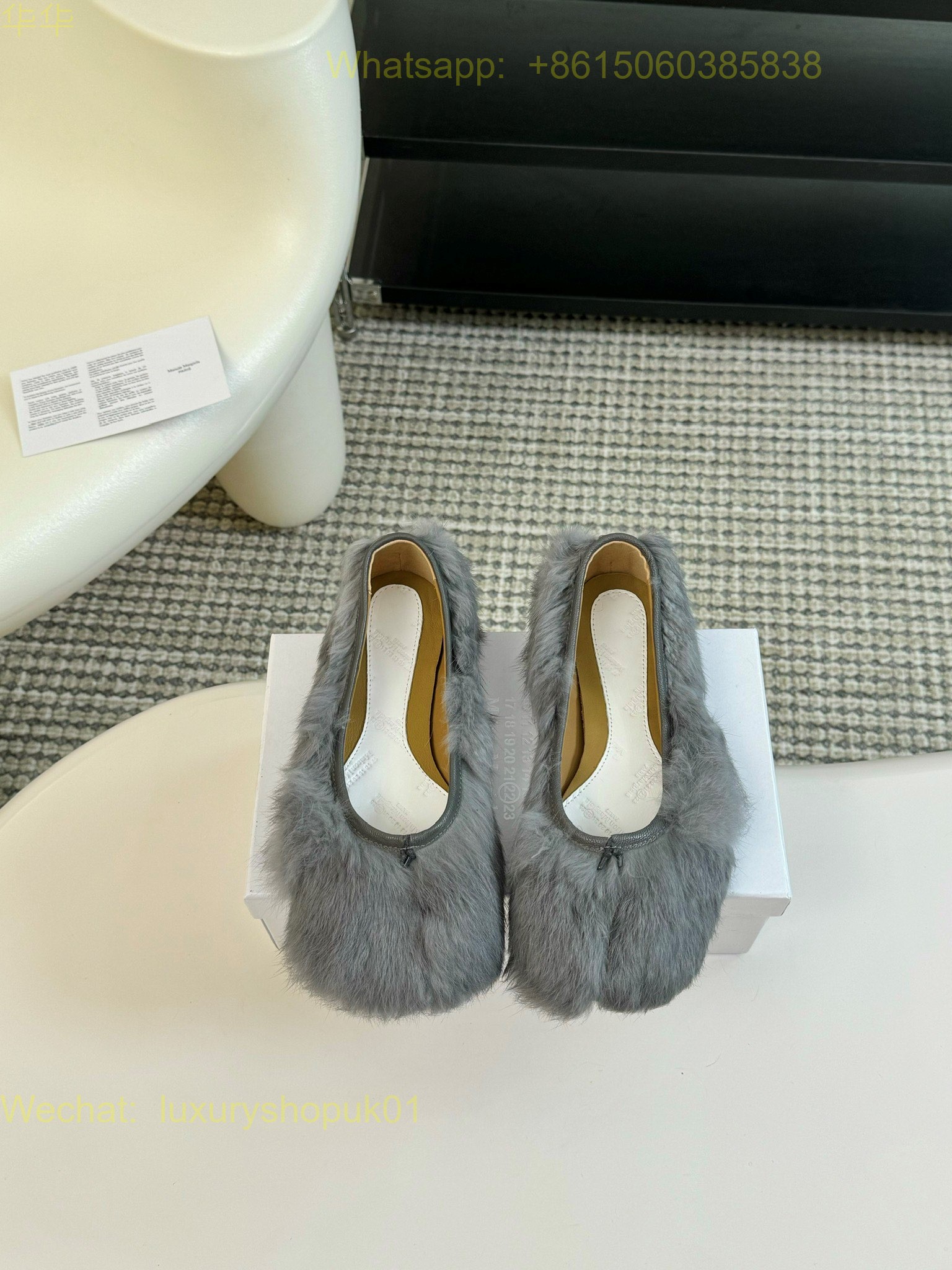MM6 Maison Martin Margiela tabi Faux-Fur Ballet Flats Women Shoes