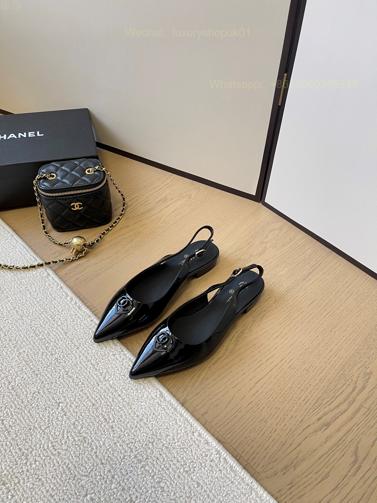 Chanel Leather Slingback Ballet flat CC Logo Women Shoes