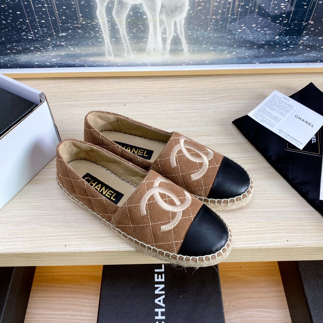 Chanel CC Logo Cap Toe Espadrilles Flat Women Shoes