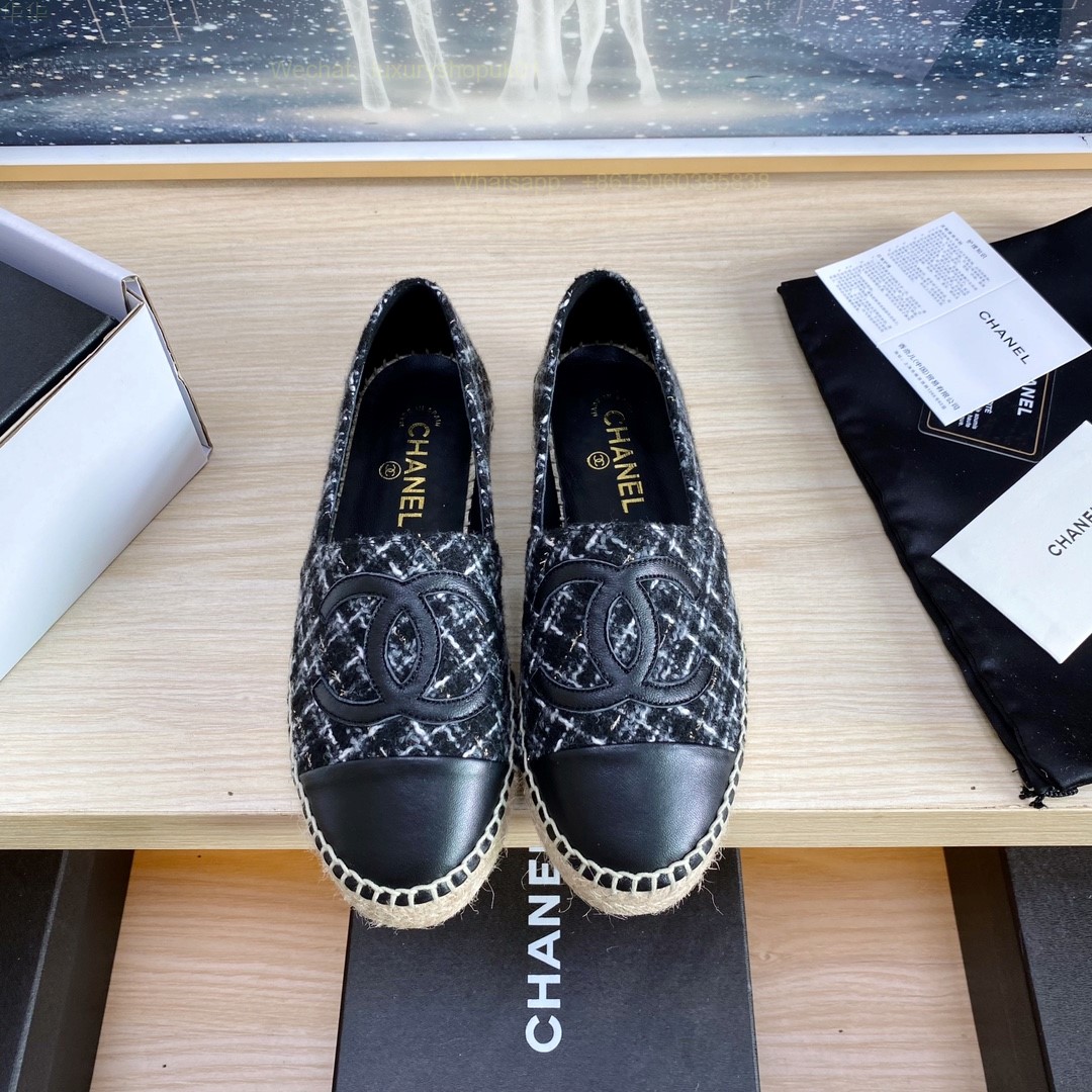 Chanel CC Logo Cap Toe Espadrilles Flat Women Shoes