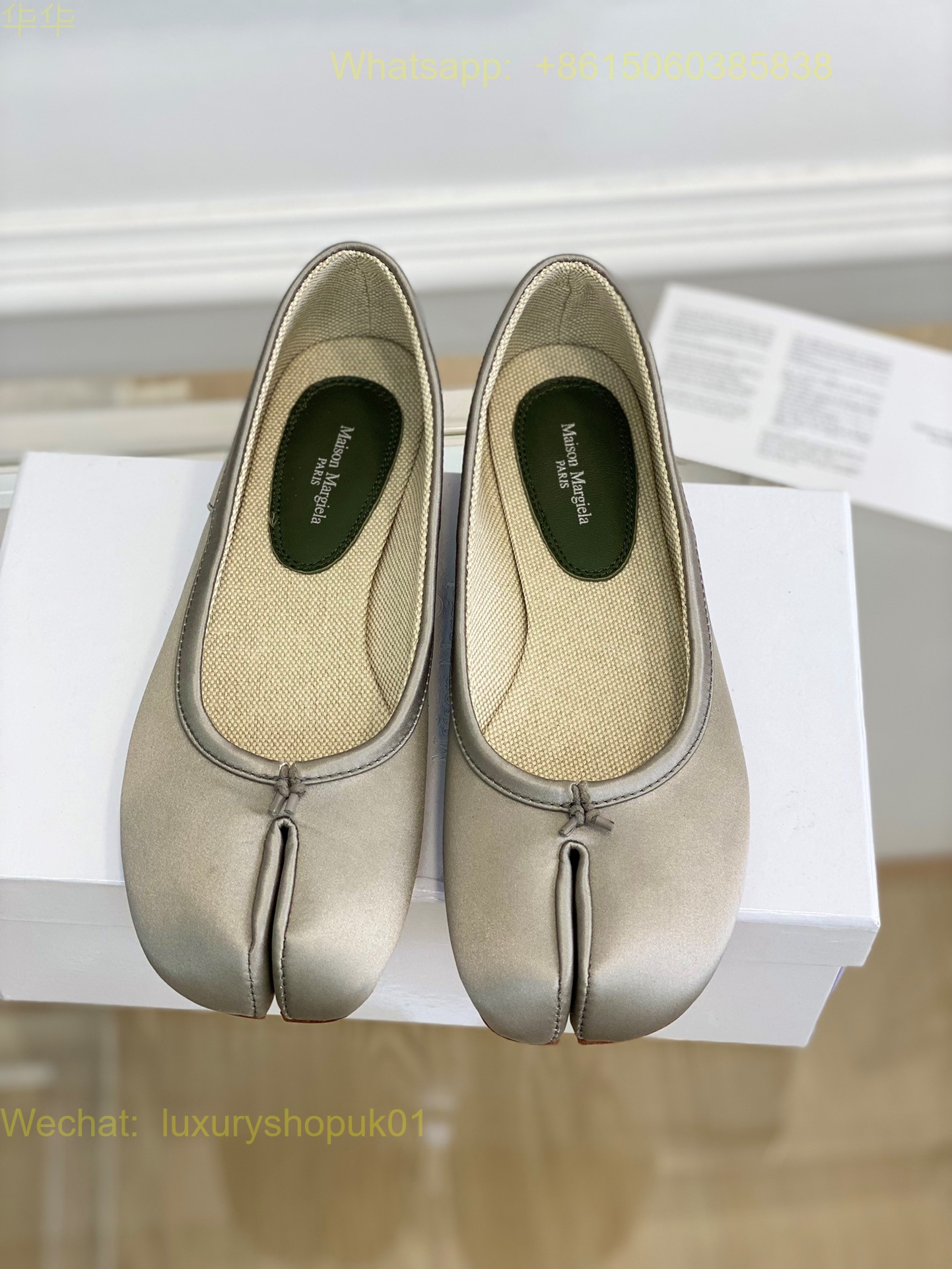 MM6 Maison Margiela tabi stitch-out satin slik ballerina shoes Women Flat Shoes