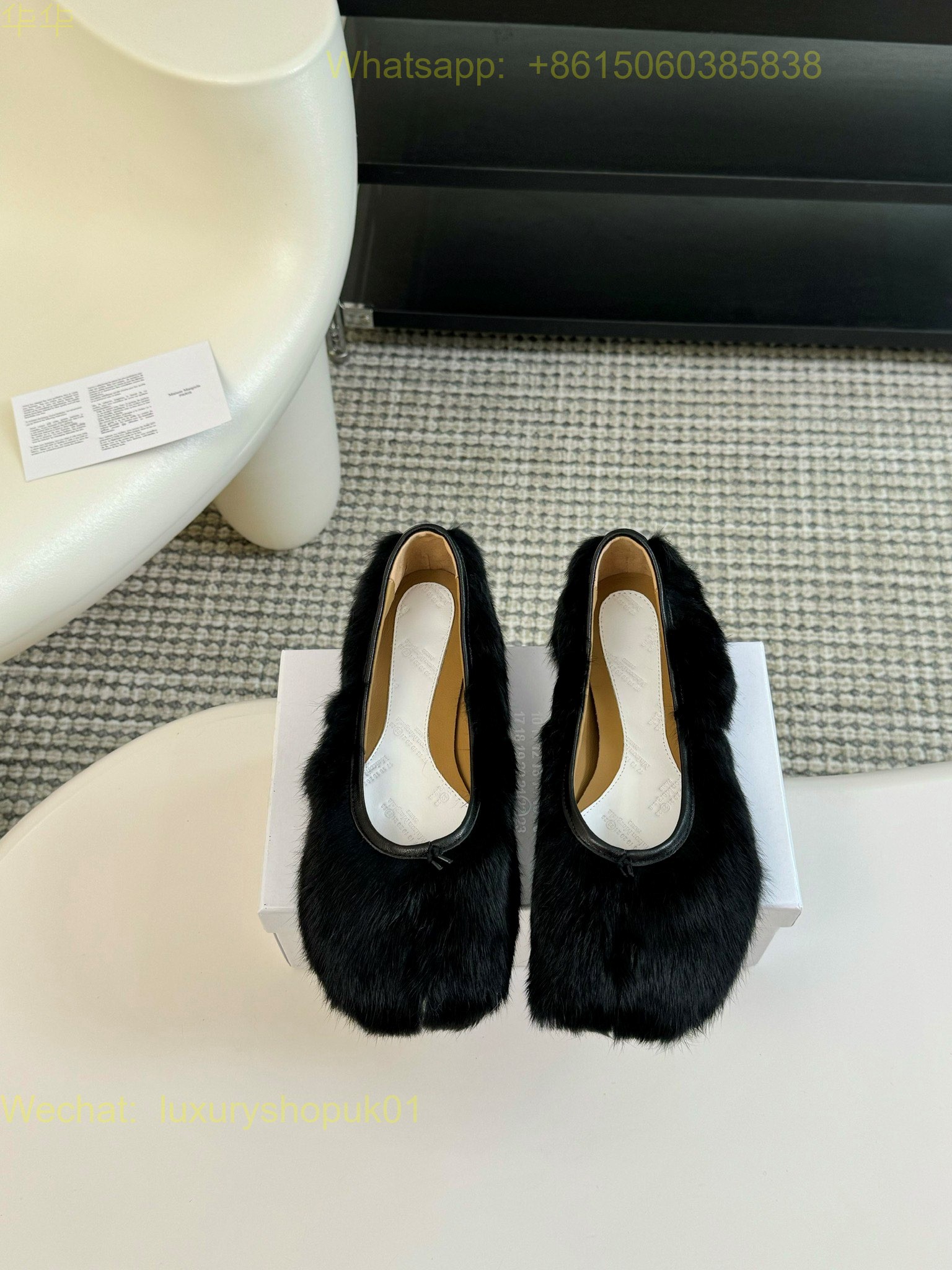 MM6 Maison Martin Margiela tabi Faux-Fur Ballet Flats Women Shoes