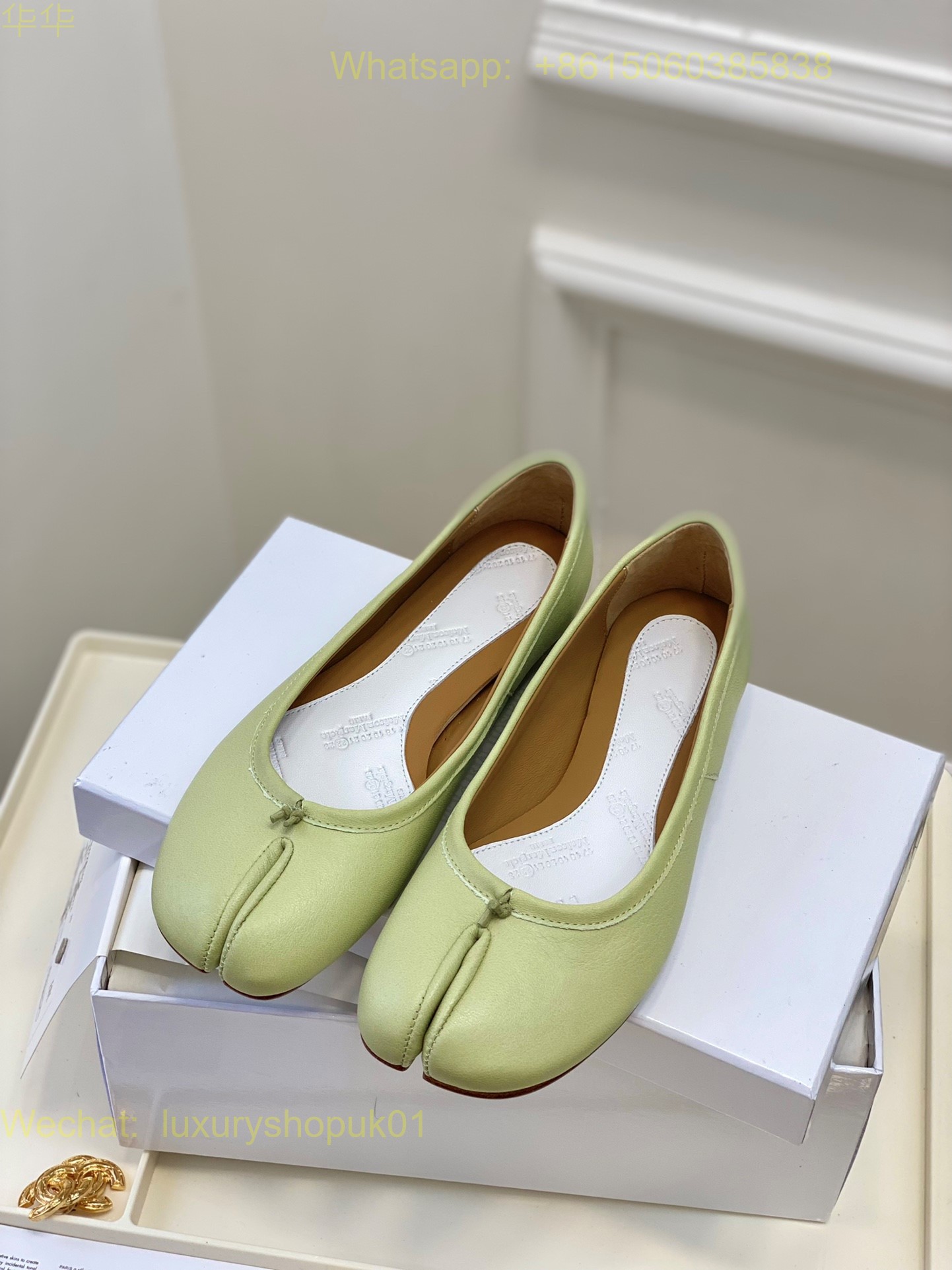 MM6 Maison Margiela tabi stitch-out leather ballerina shoes Women Flat Shoes