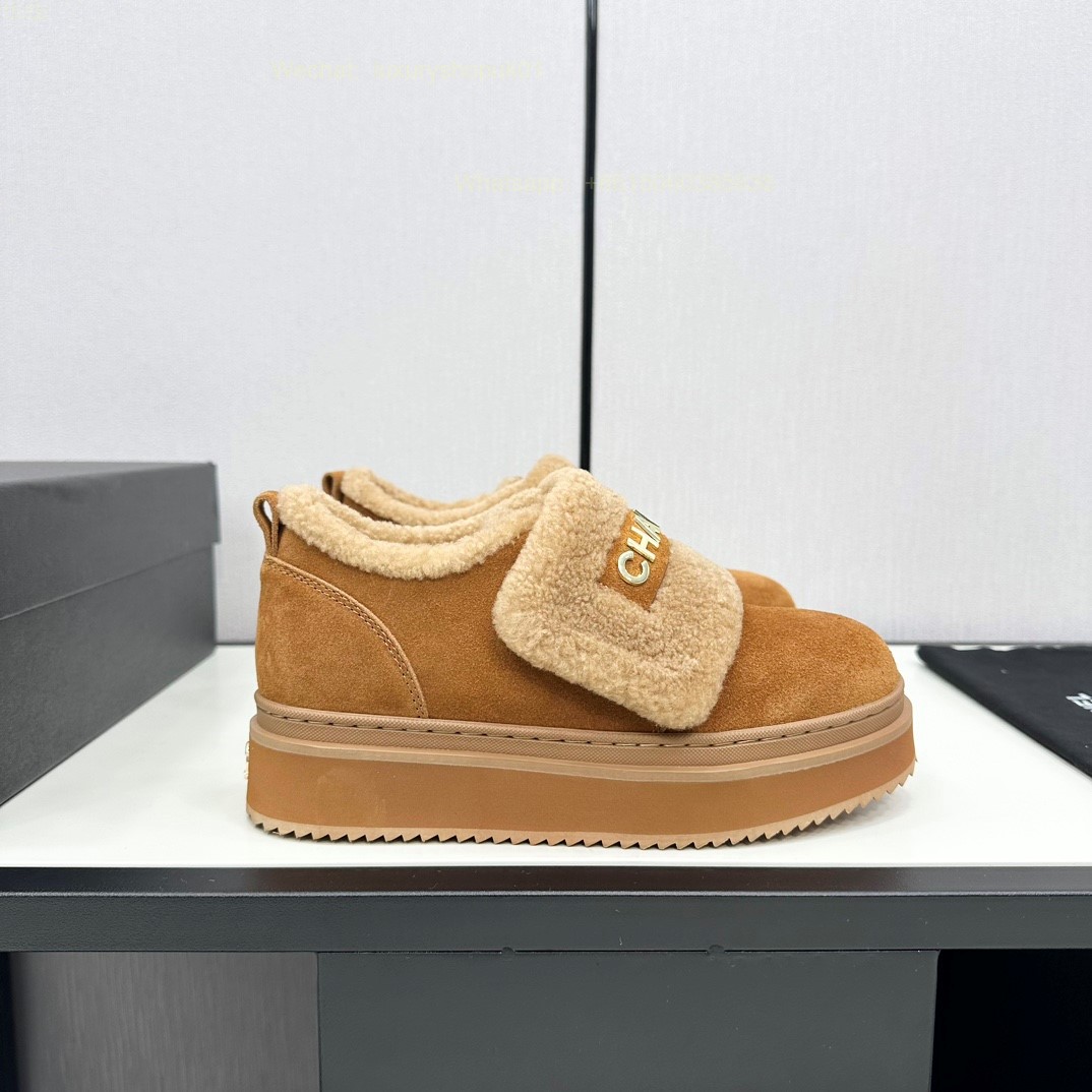 Chanel Fur Shearling Flat Women Snow Shoes