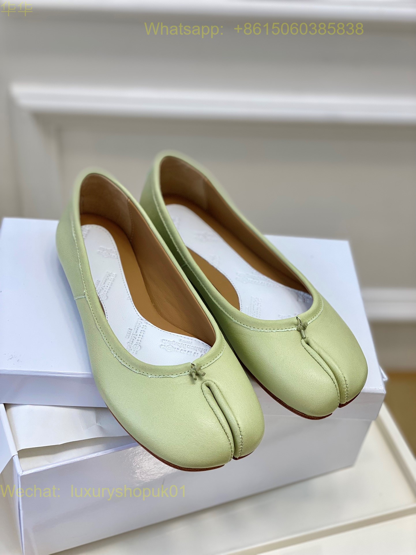 MM6 Maison Margiela tabi stitch-out leather ballerina shoes Women Flat Shoes