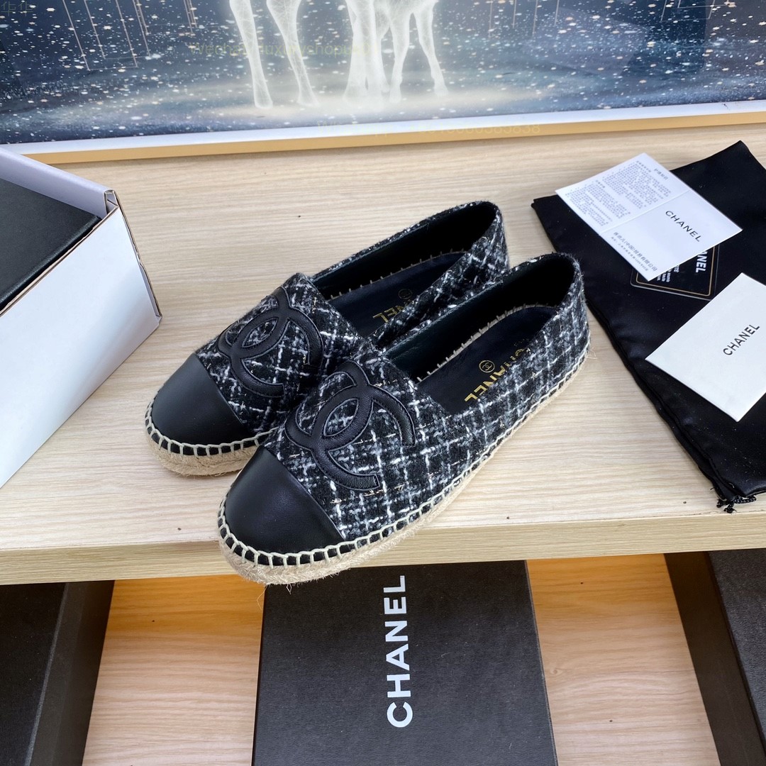 Chanel CC Logo Cap Toe Espadrilles Flat Women Shoes