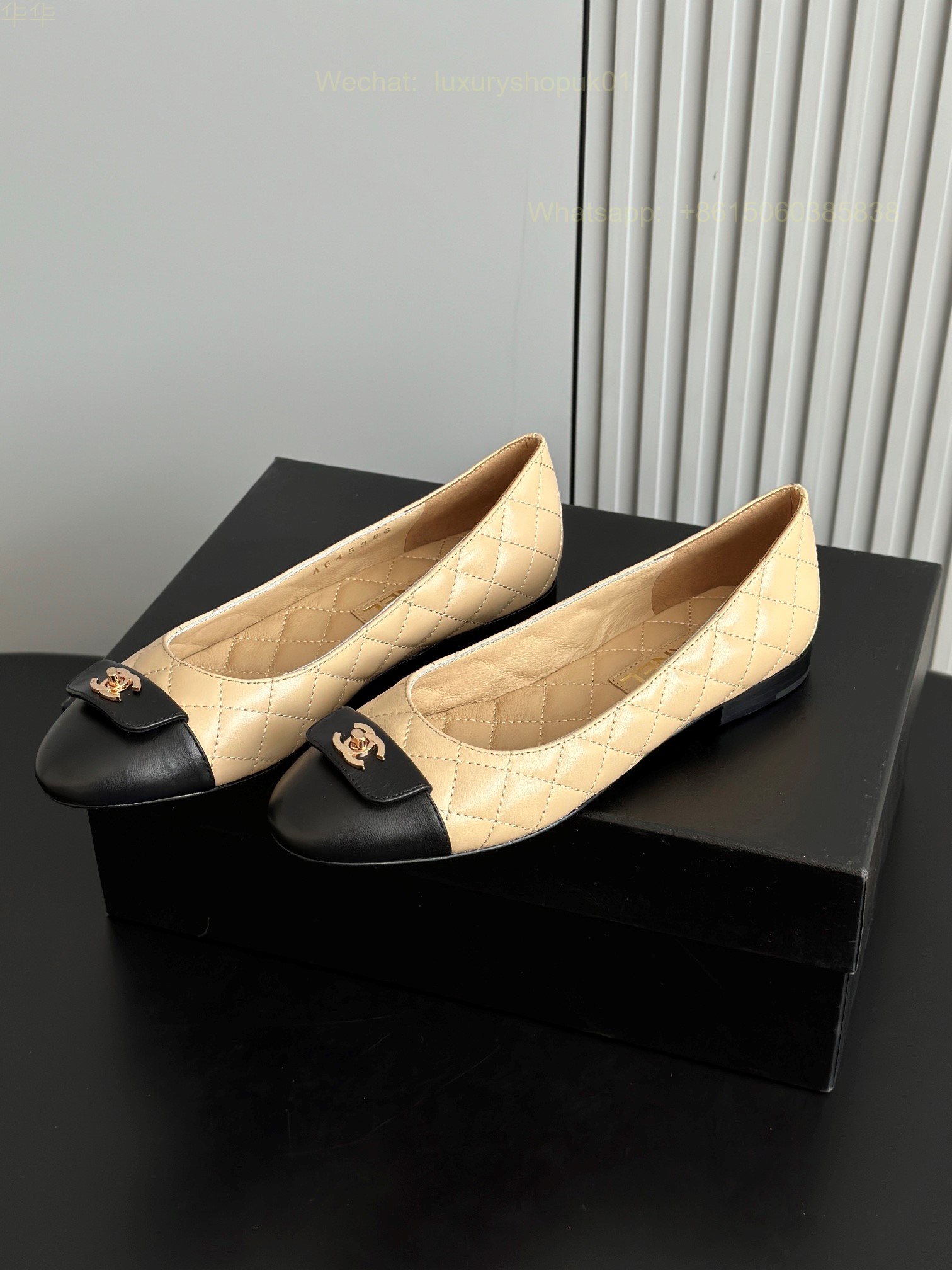 Chanel Leather cap toe Ballet flat CC Logo Women Shoes