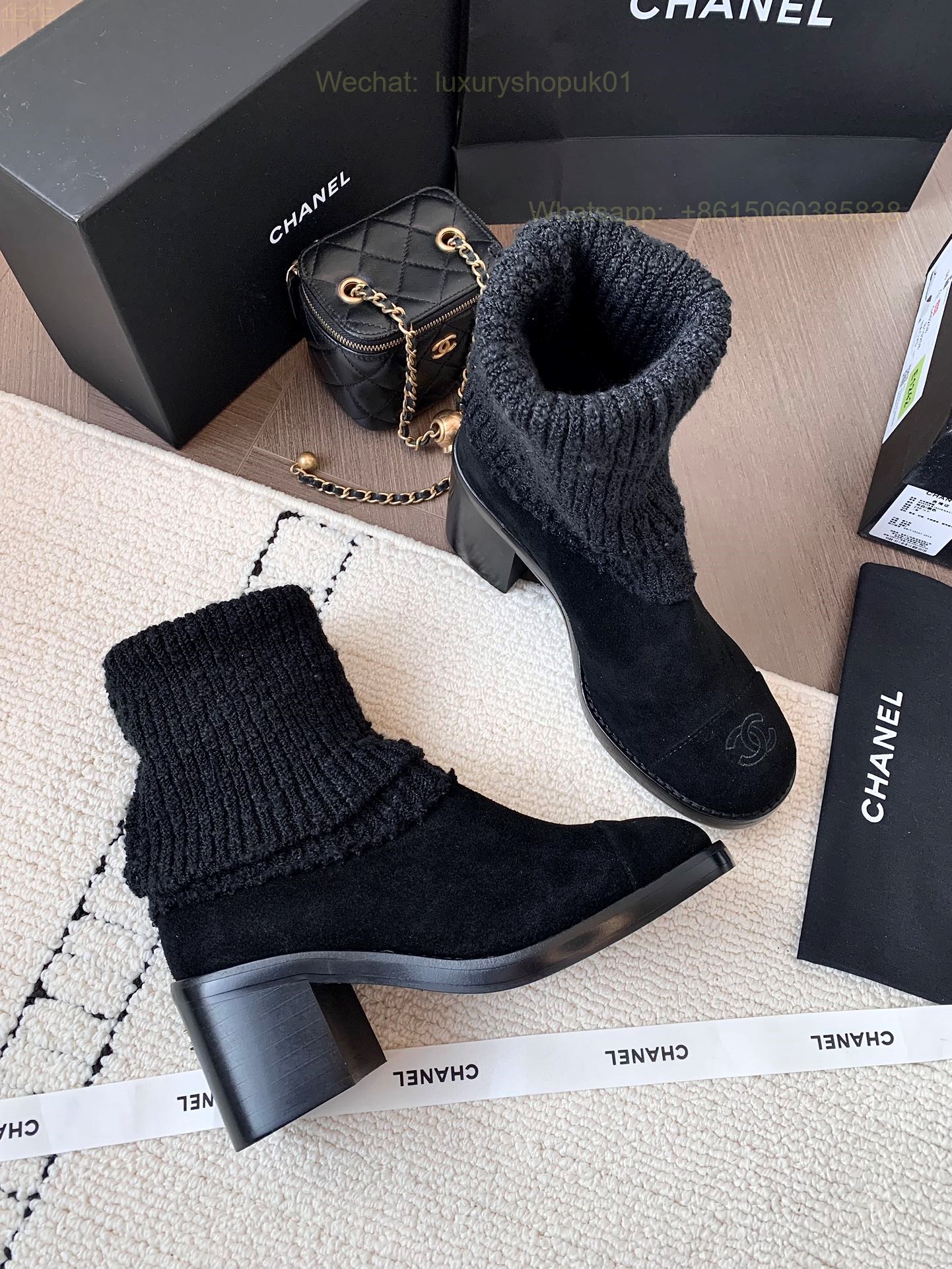 Chanel Knit Boots High heels Women Shoes