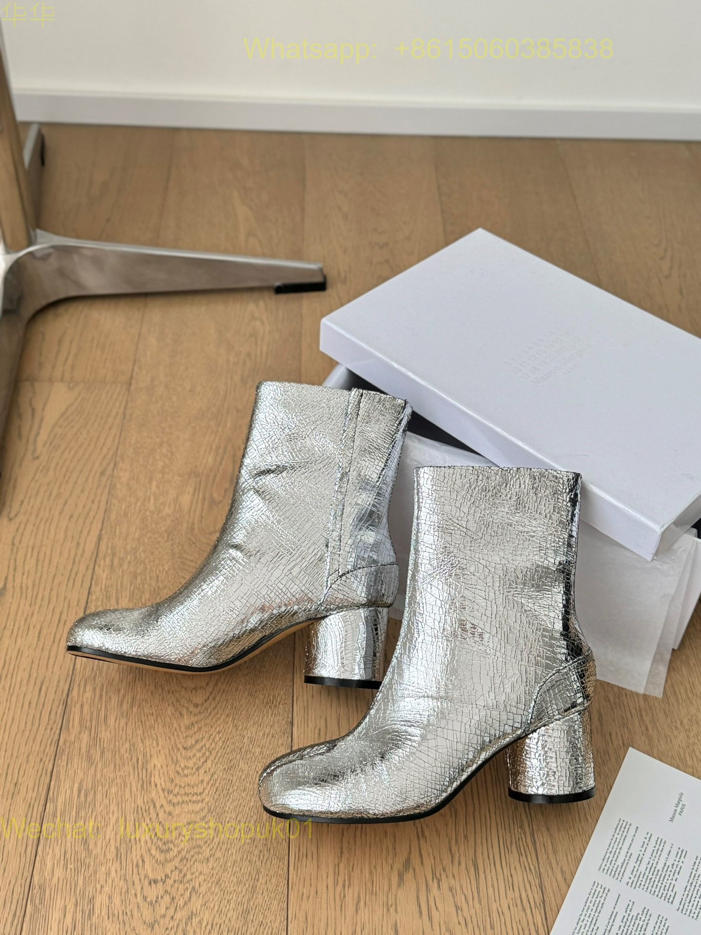 MM6 Maison Margiela Stich-Out Leather Anatomic Tabi Ankle Boots Women Shoes